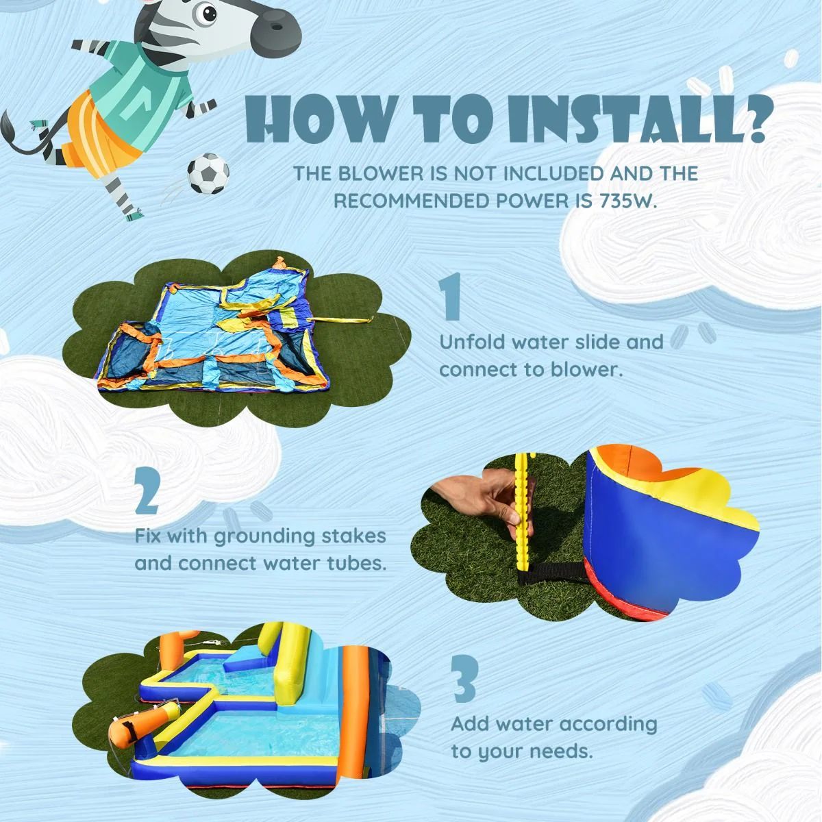 Giant Soccer-Themed Inflatable Water Slide with Splash Pool - Image 7