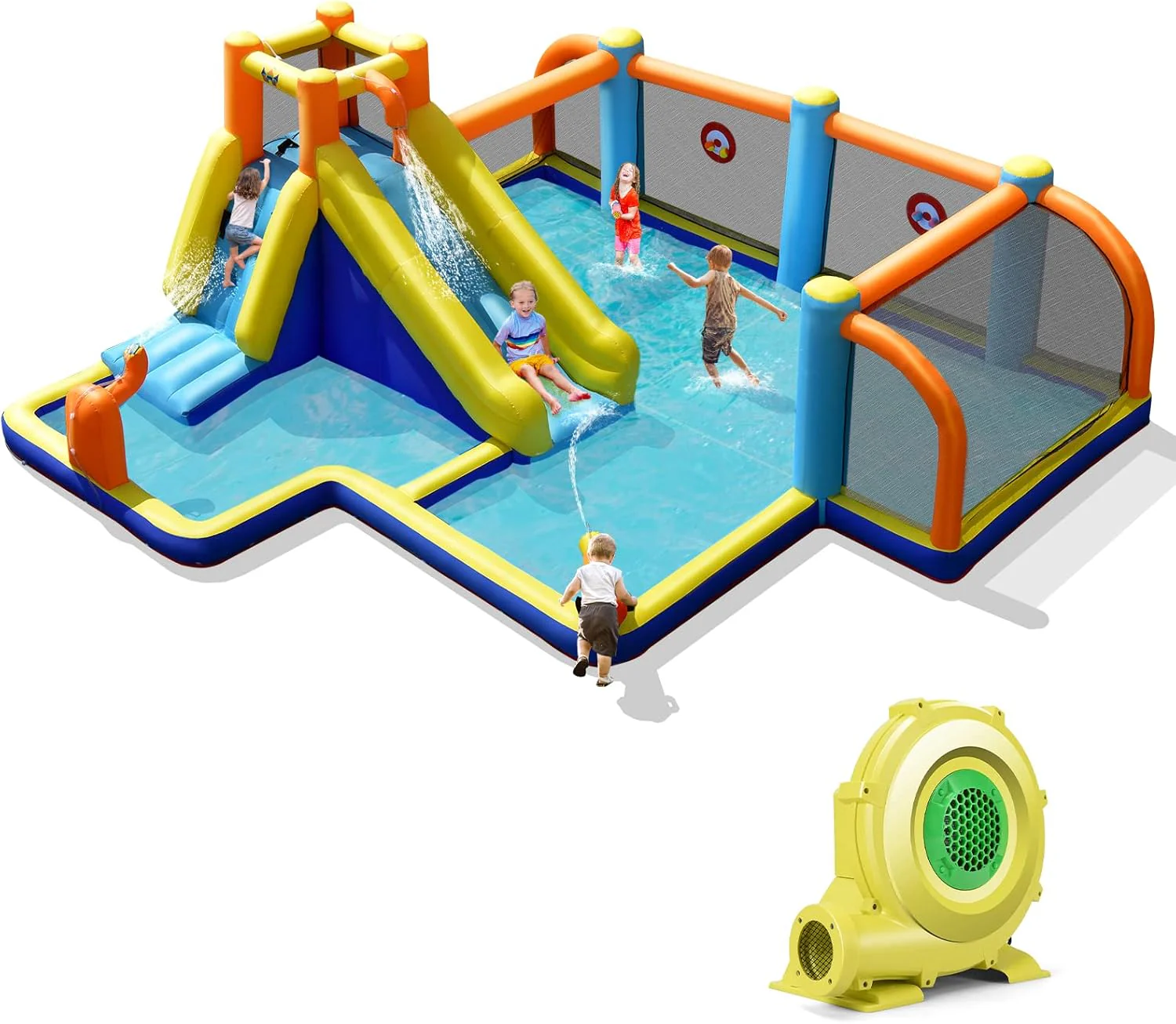 Giant Soccer-Themed Inflatable Water Slide with Splash Pool - Image 9
