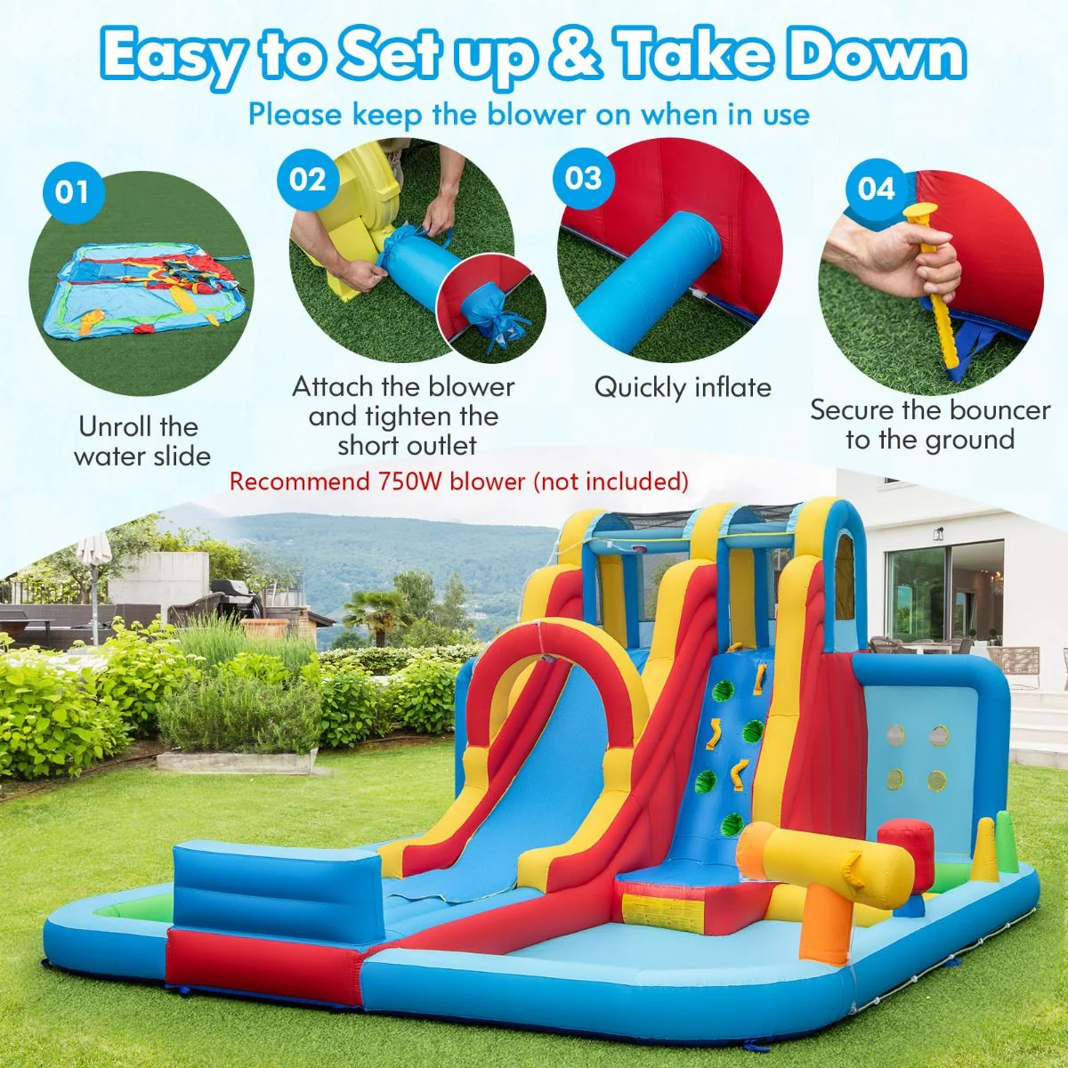 Giant Water Park with Long Slide and Climbing Wall - Image 2