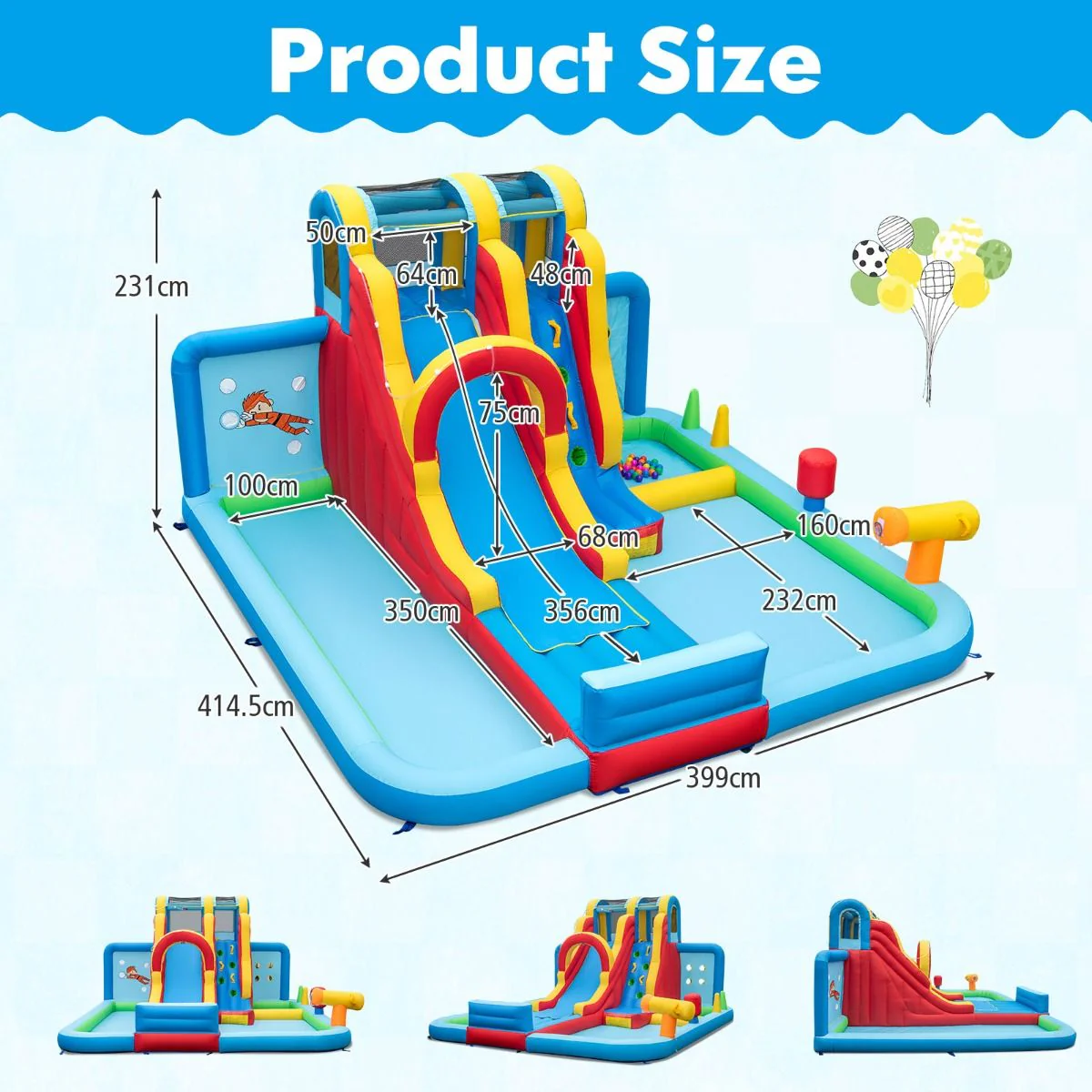 Giant Water Park with Long Slide and Climbing Wall - Image 3