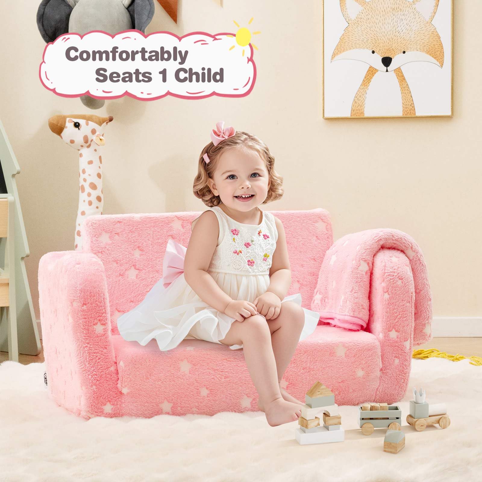 Glow in The Dark Toddler Chair with Blanket - Image 2