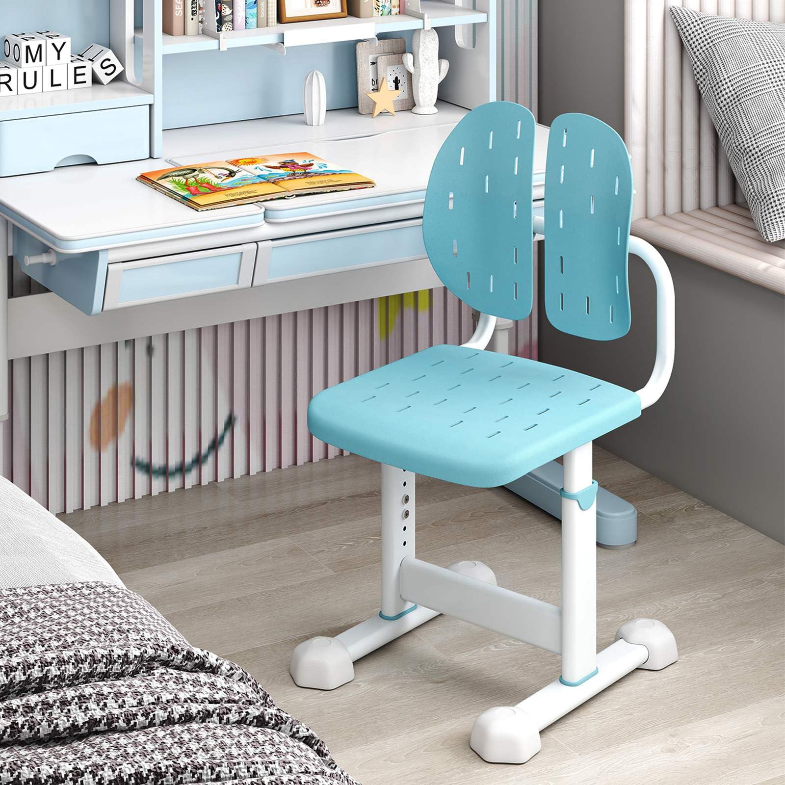 Height-Adjustable Kids Desk Chair, Children Study Chair w/Double Back Support & Breathable Seat - Image 2