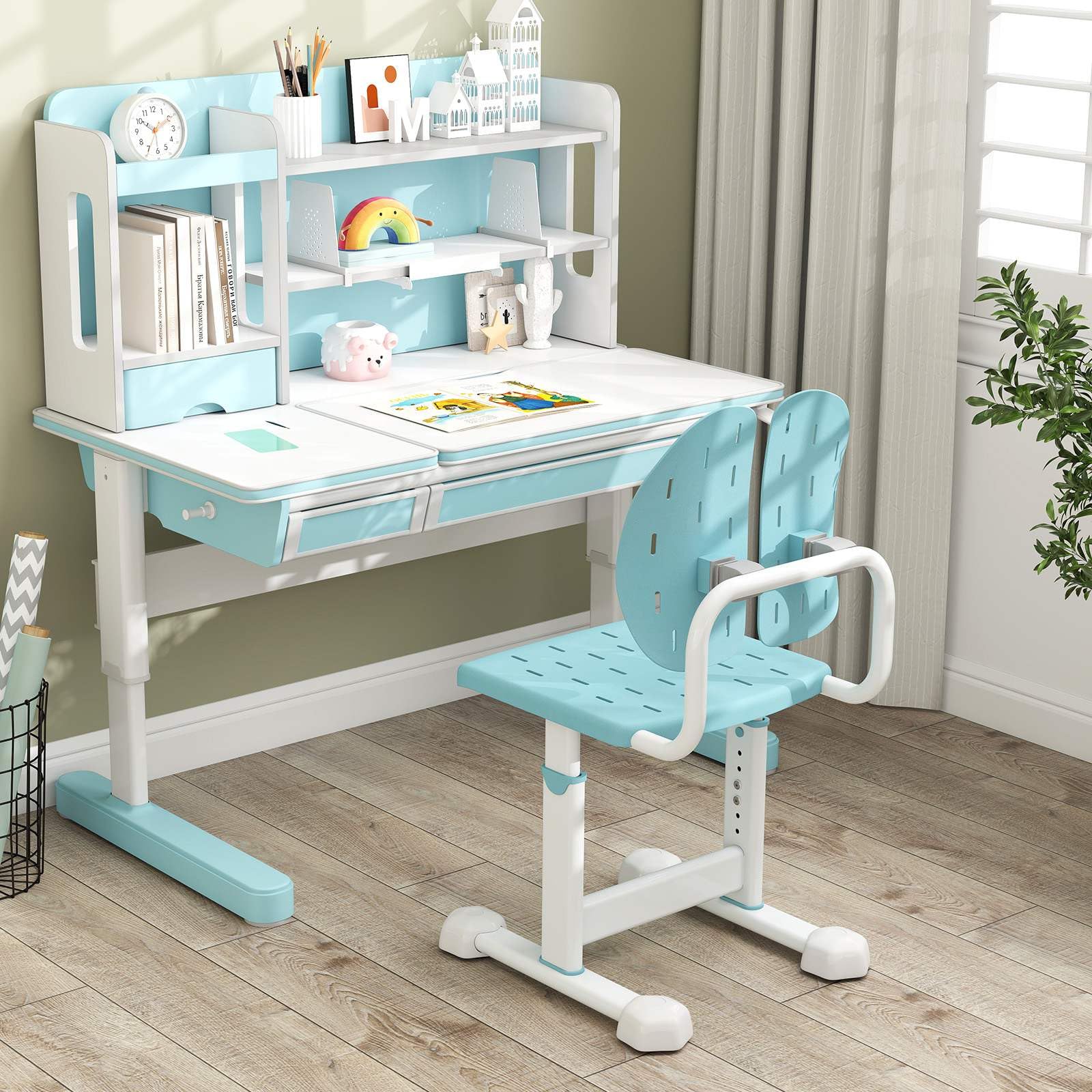 Height-Adjustable Kids Desk Chair, Children Study Chair w/Double Back Support & Breathable Seat - Image 3