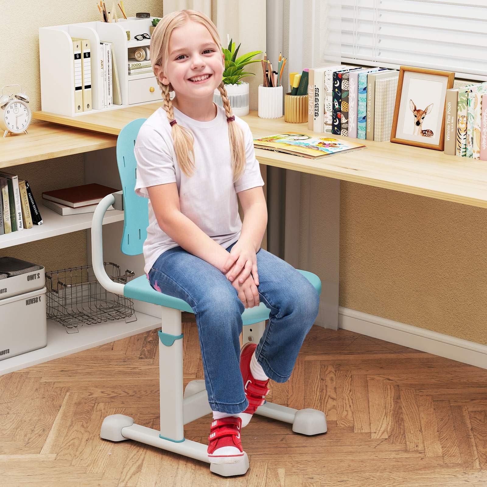 Height-Adjustable Kids Desk Chair, Children Study Chair w/Double Back Support & Breathable Seat - Image 4