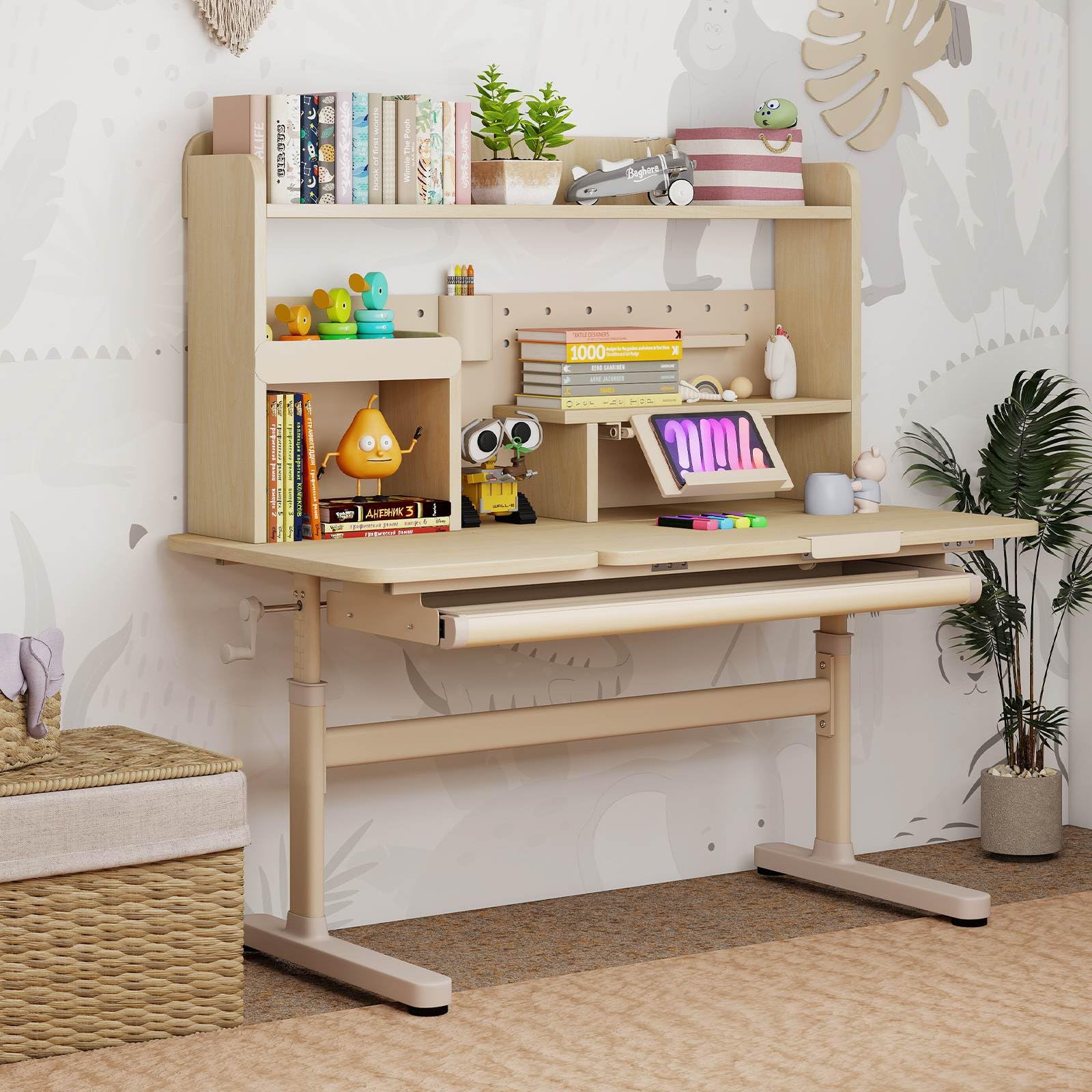 Height Adjustable Writing Table with Tilt Retractable Book Stand - Image 2