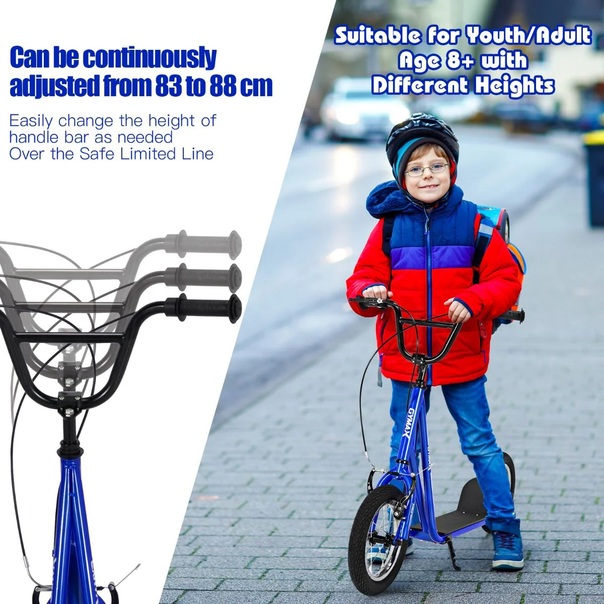 Height Adjustable Youth Scooter with 2 V-Type Handbrakes for Kids 8-12 - Image 4