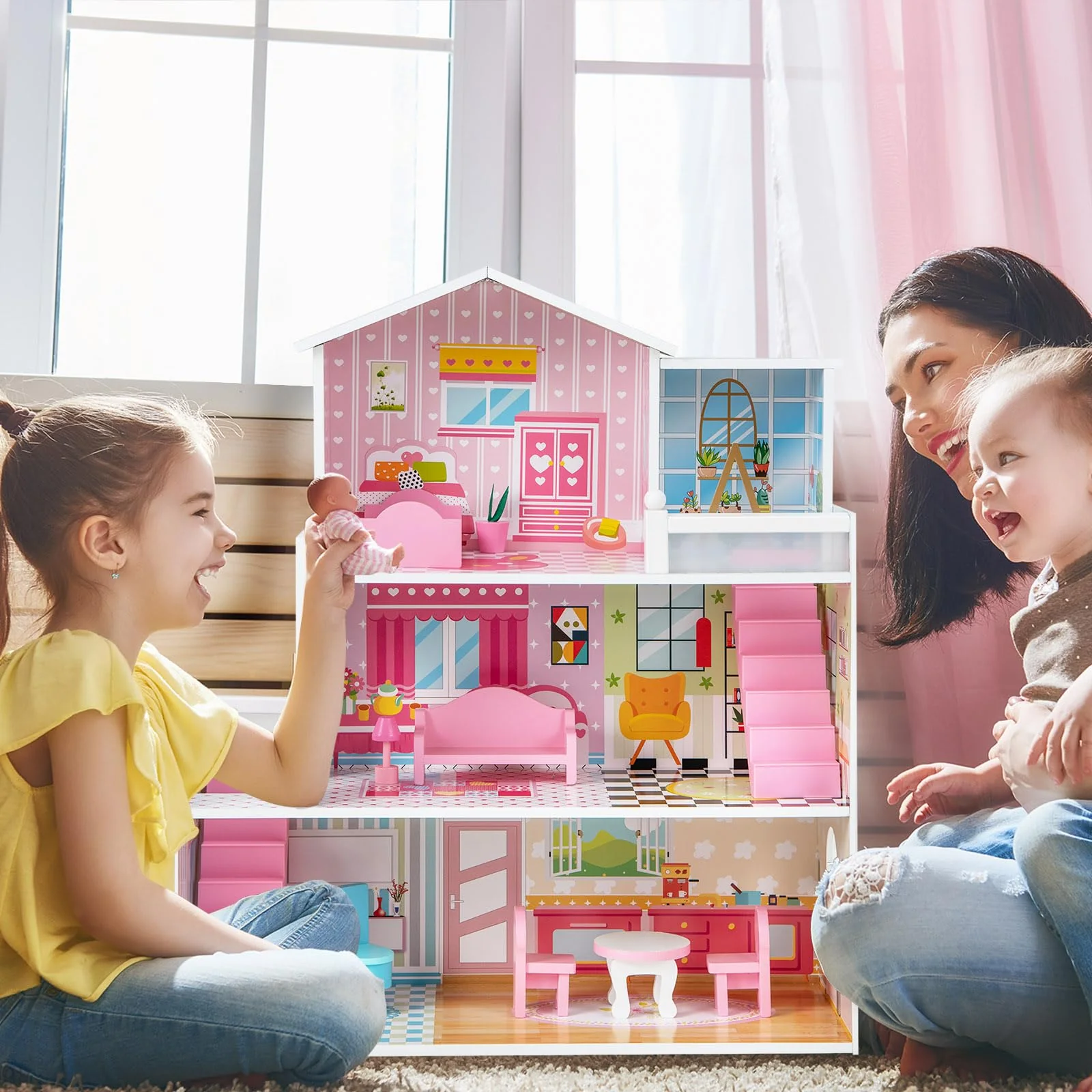 HOENY Joy Kids Wooden Dollhouse - Image 3