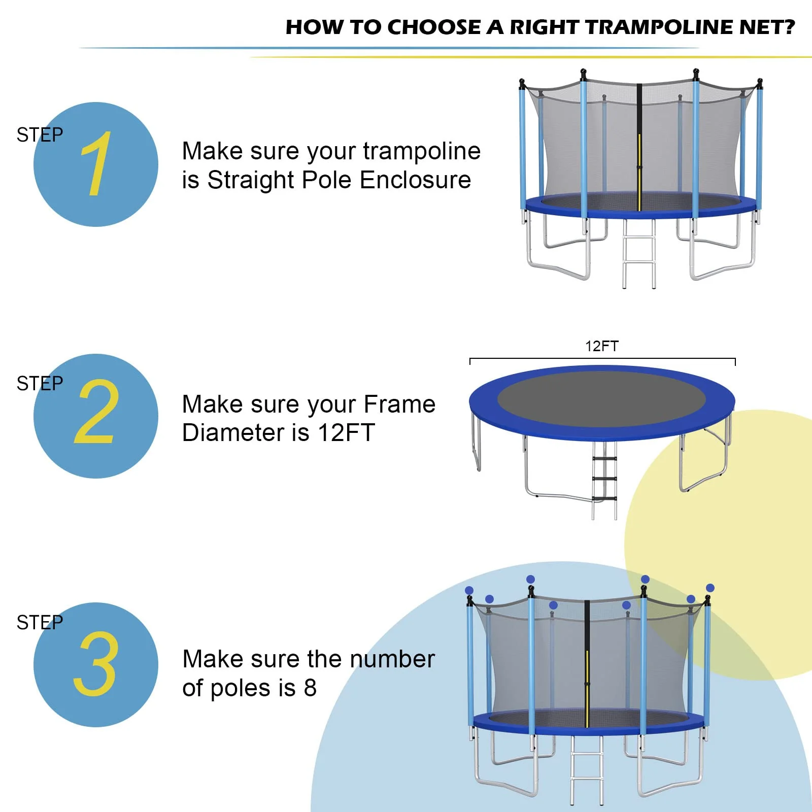 HONEY JOY 10/12/14FT Trampoline Safety Net - Image 5