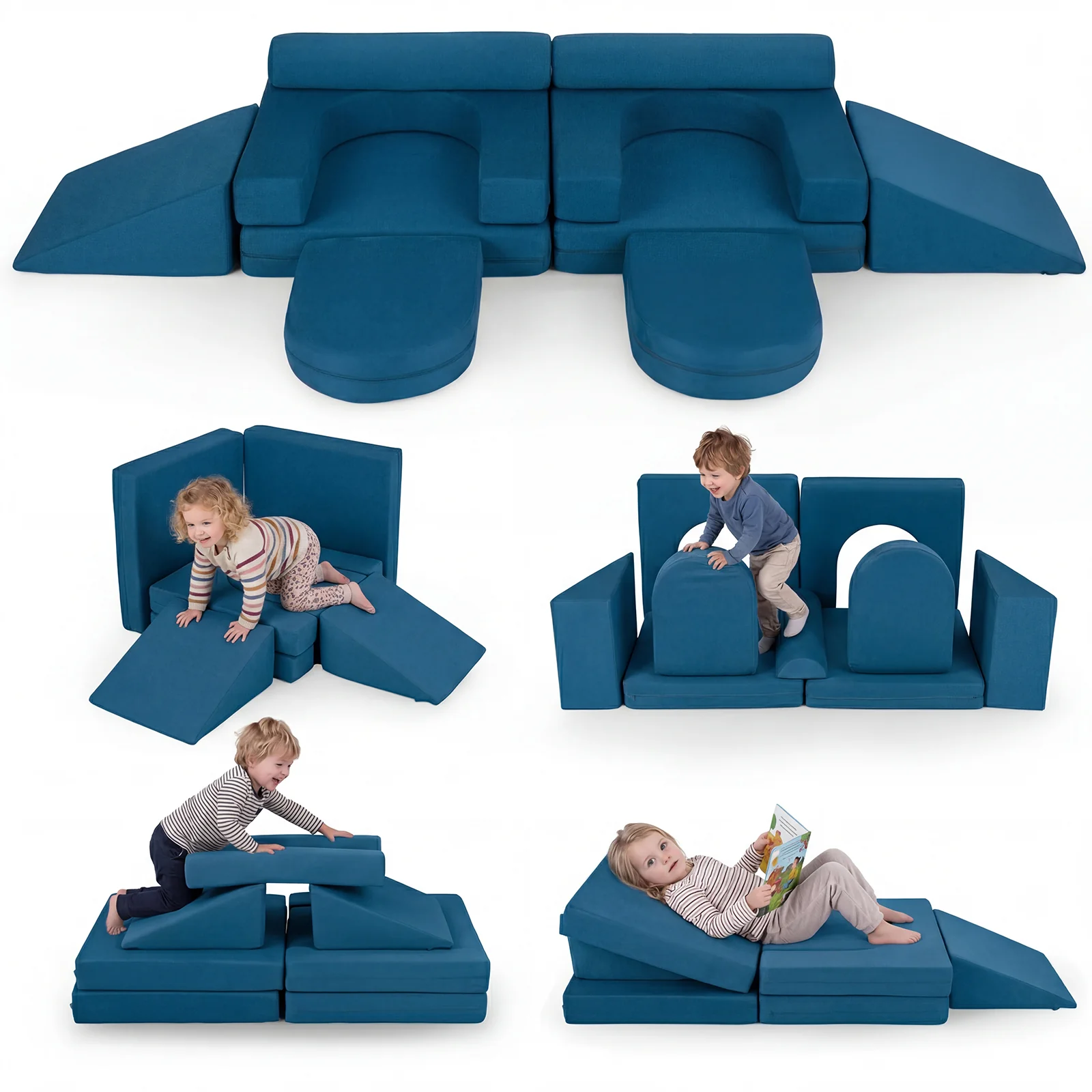 HONEY JOY 10 PCS Modular Kids Play Couch Toddler Climb & Crawl Foam Playset - Image 9