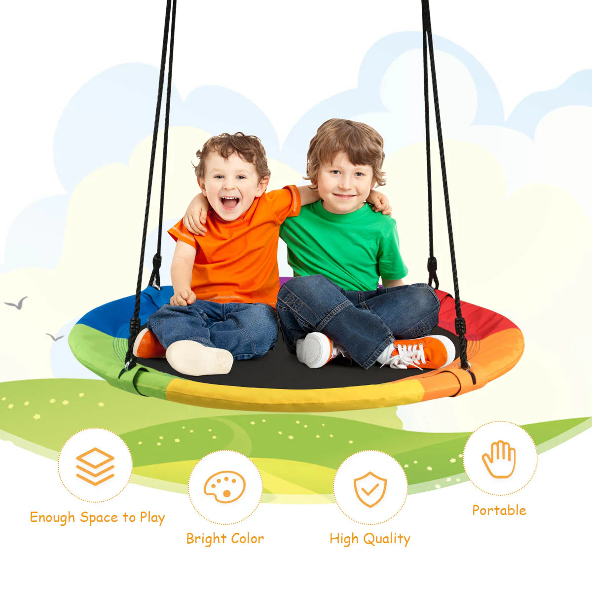 HONEY JOY 100cm Flying Saucer Tree Swing - Image 13