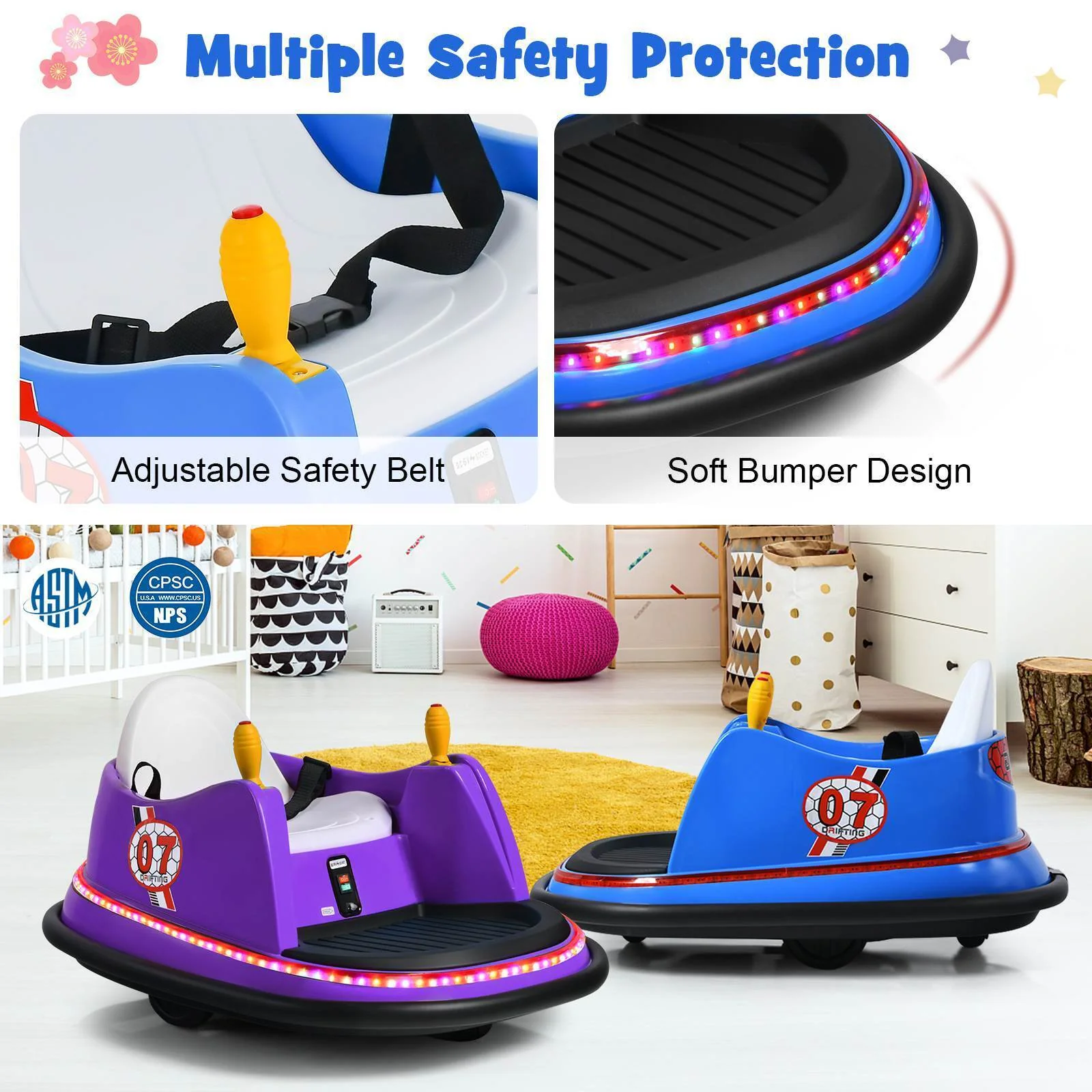 HONEY JOY 12V Electric Kids Ride On Bumper Car Battery Powered Kids Ride On Car - Image 9