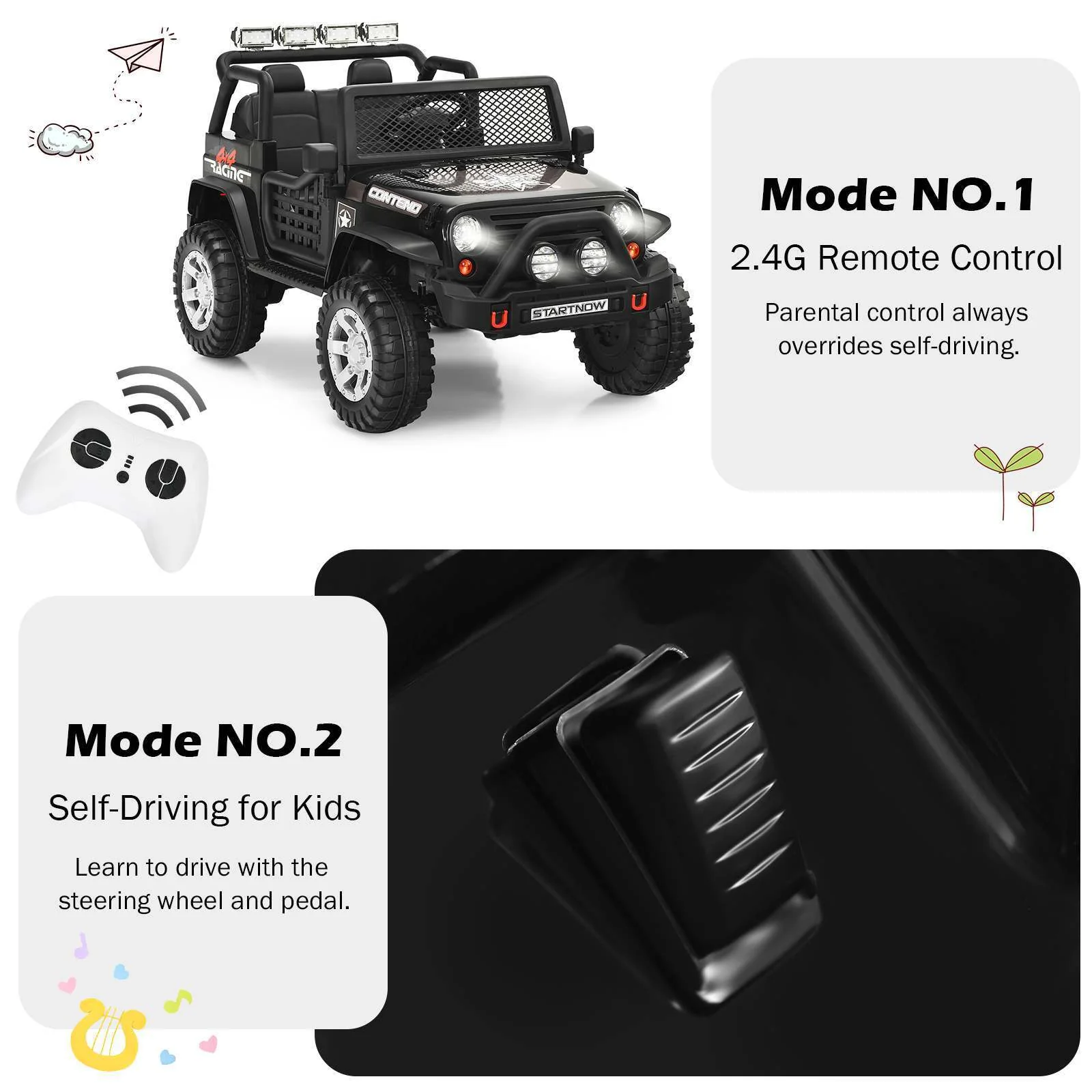 HONEY JOY 12V Kids Ride-On Car Electric Children Ride-On Truck Remote Control - Image 7