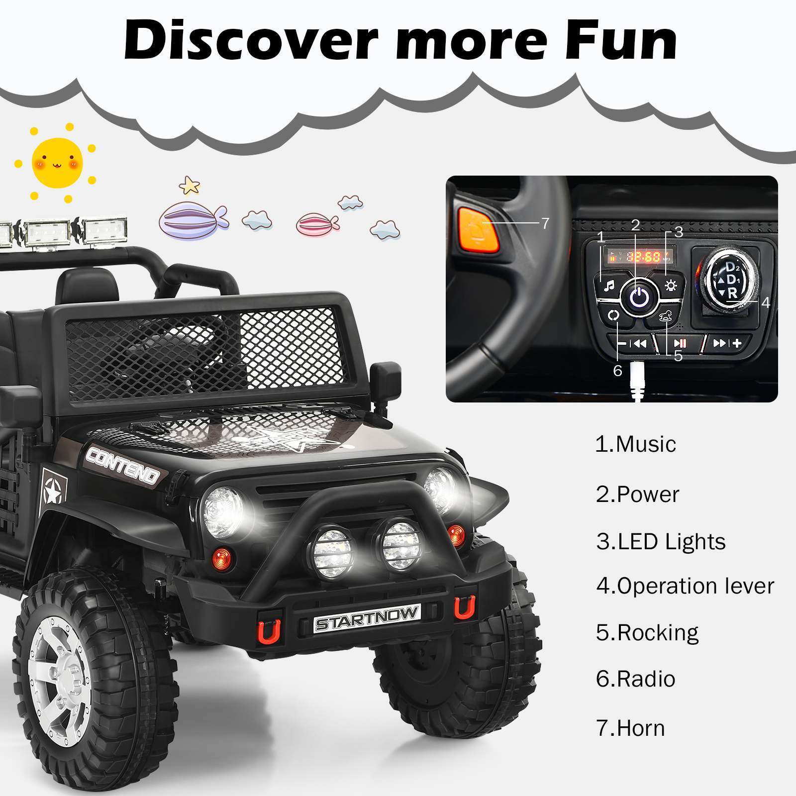 HONEY JOY 12V Kids Ride-On Car Electric Children Ride-On Truck Remote Control - Image 8