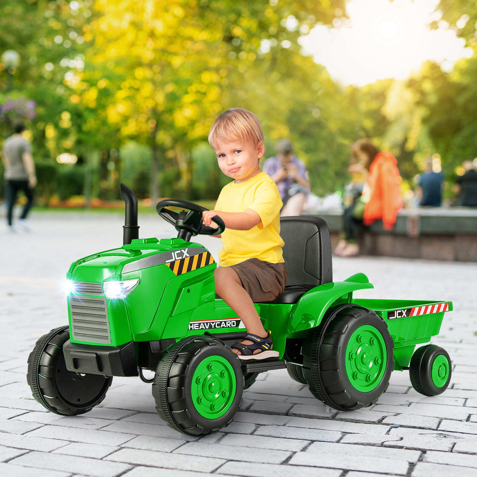 HONEY JOY 12V Kids Ride On Tractor with Trailer, 2-in-1 Electric Toy Car with Remote Control - Image 3