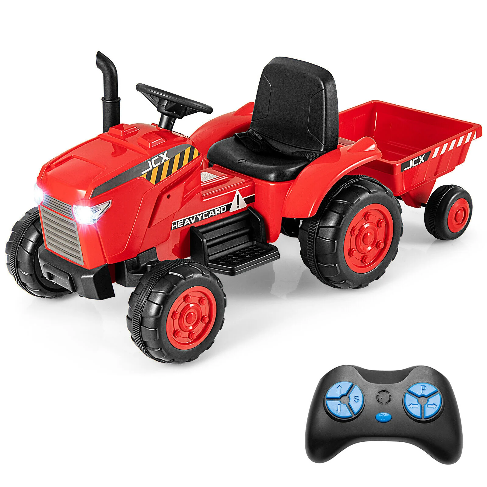 HONEY JOY 12V Kids Ride On Tractor with Trailer, 2-in-1 Electric Toy Car with Remote Control - Image 7