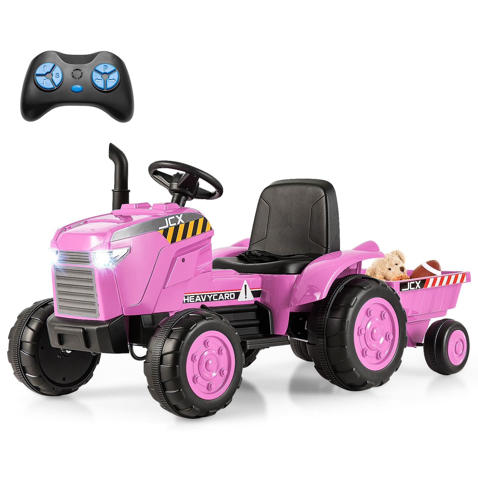 HONEY JOY 12V Kids Ride On Tractor with Trailer, 2-in-1 Electric Toy Car with Remote Control - Image 9