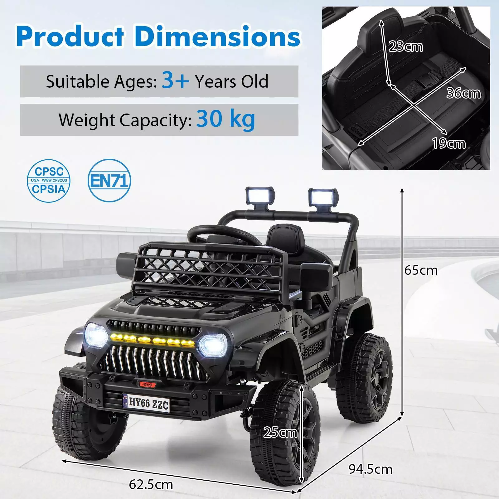 12V Kids Ride on Car Jeep, Dual Motor Toddler Electric Vehicle Truck - Image 3