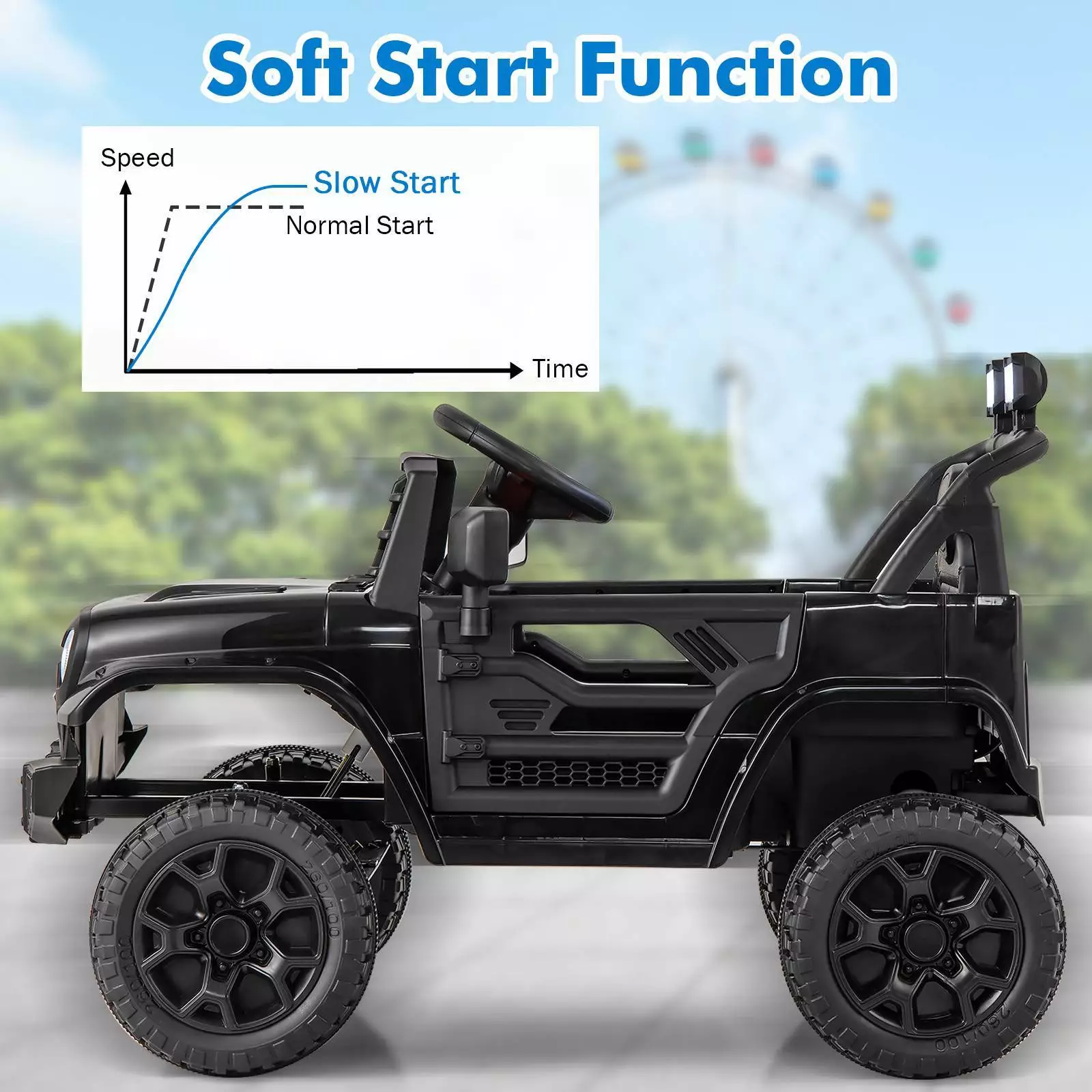 12V Kids Ride on Car Jeep, Dual Motor Toddler Electric Vehicle Truck - Image 4