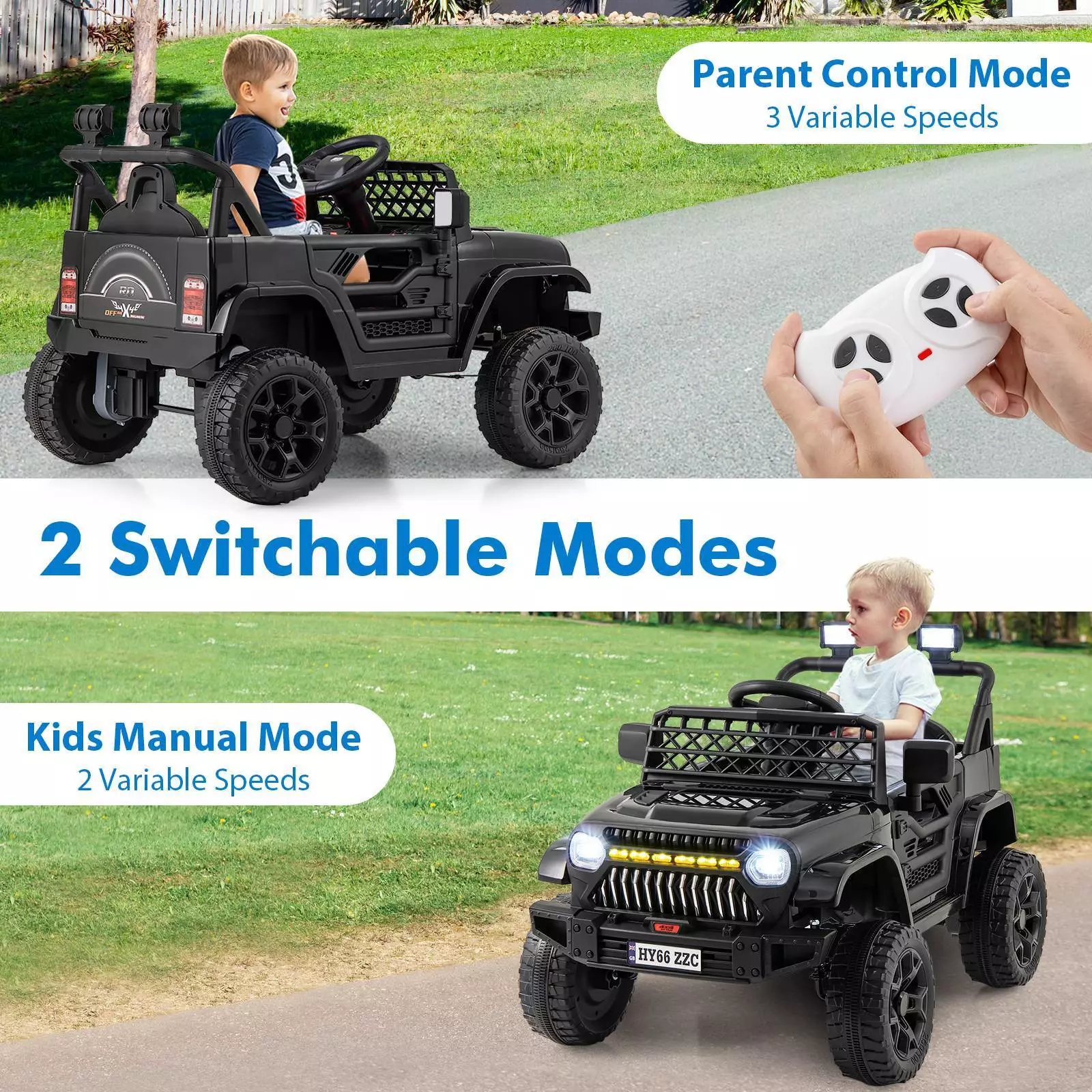 12V Kids Ride on Car Jeep, Dual Motor Toddler Electric Vehicle Truck - Image 7