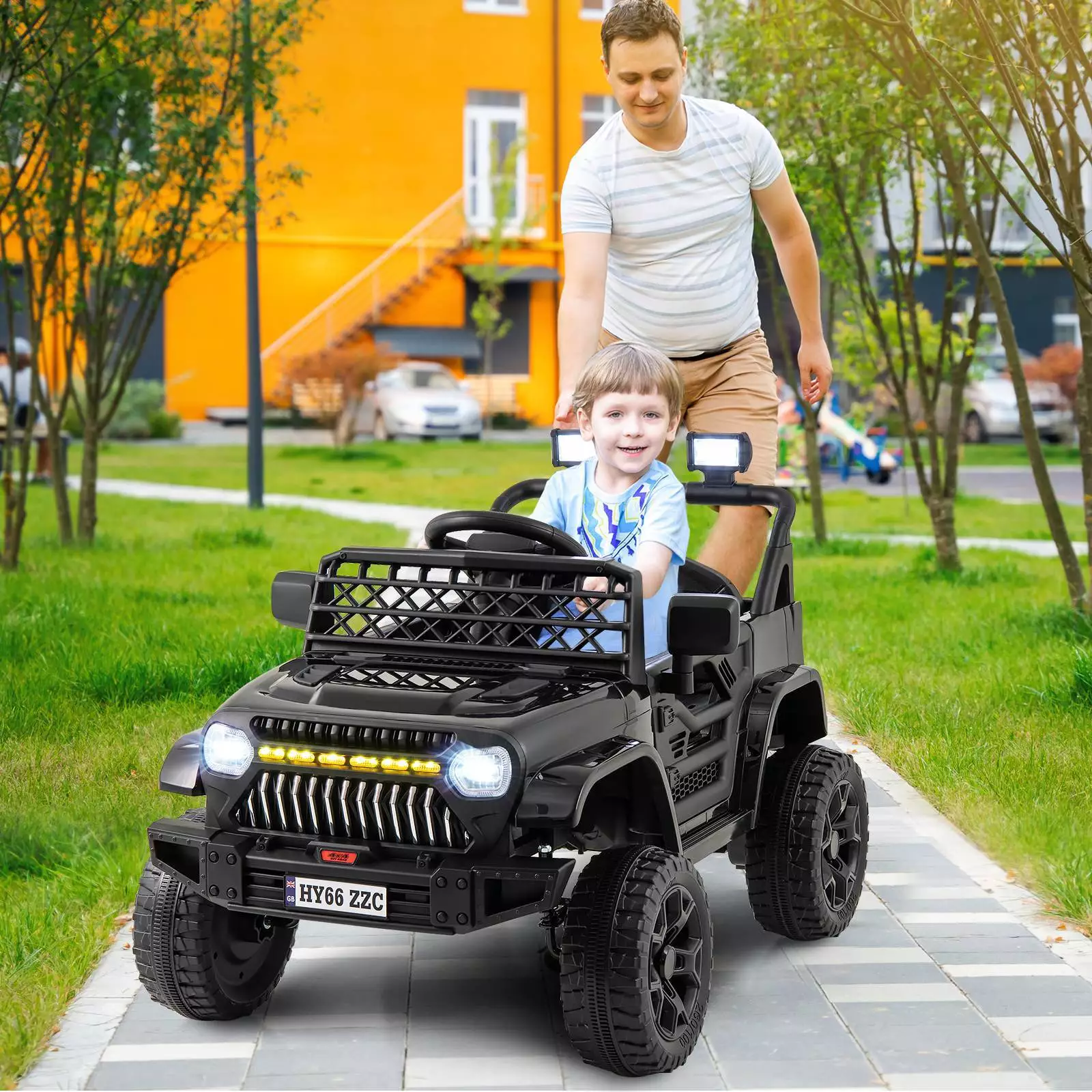 12V Kids Ride on Car Jeep, Dual Motor Toddler Electric Vehicle Truck - Image 9