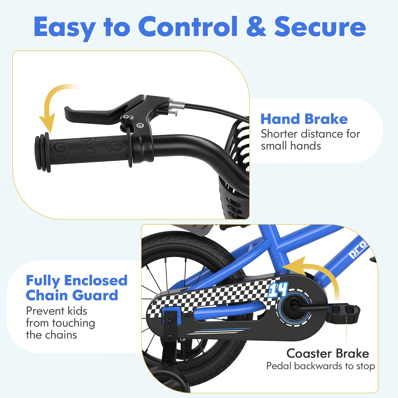 HONEY JOY 14/16/18 Inch Kid's Bike, Toddler Training Bicycle with Handbrake & Coaster Brake - Image 3