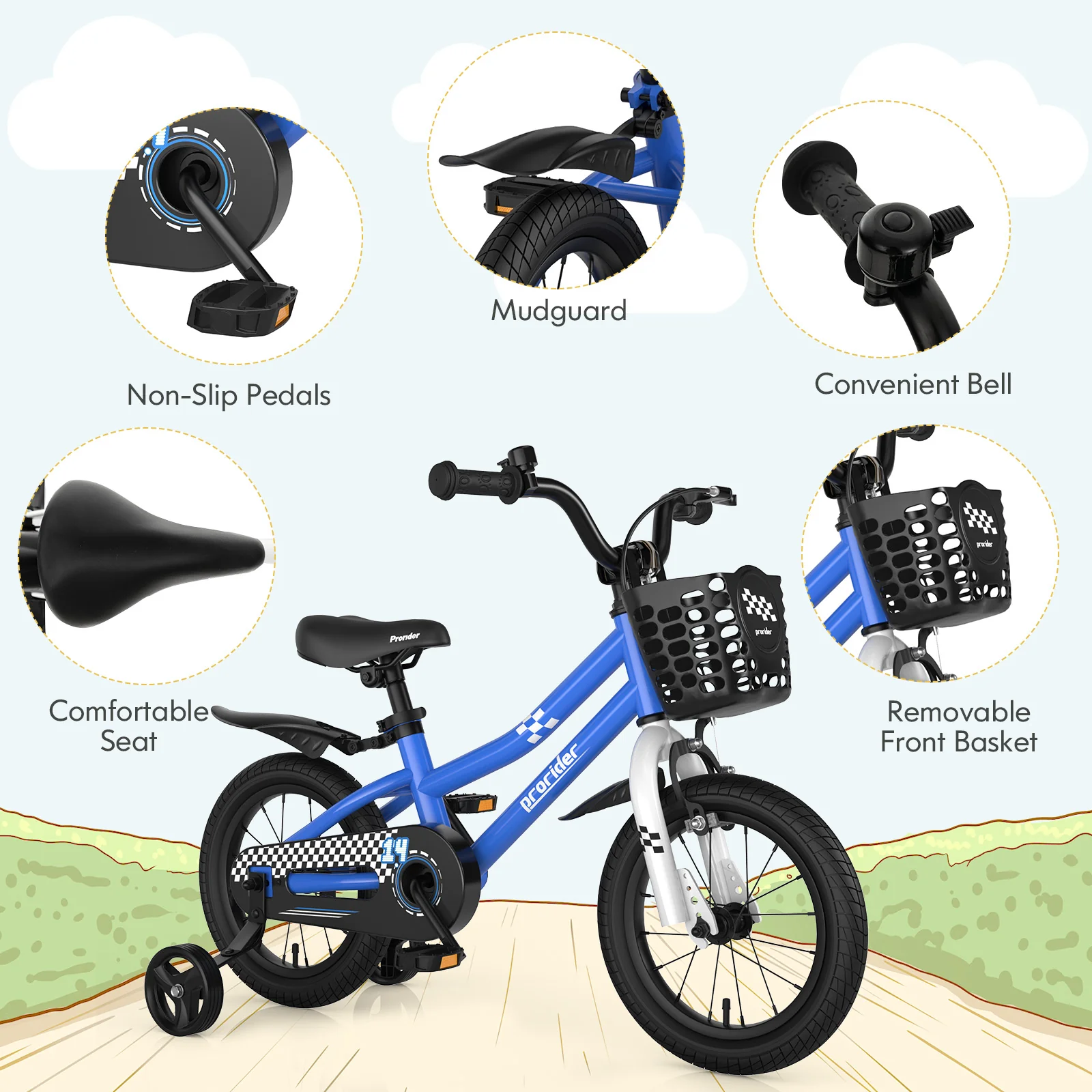HONEY JOY 14/16/18 Inch Kid's Bike, Toddler Training Bicycle with Handbrake & Coaster Brake - Image 4