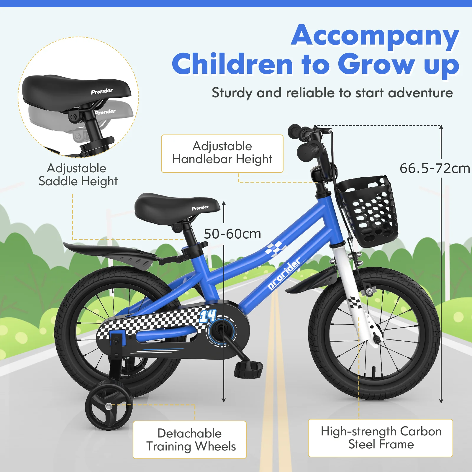 HONEY JOY 14/16/18 Inch Kid's Bike, Toddler Training Bicycle with Handbrake & Coaster Brake - Image 6