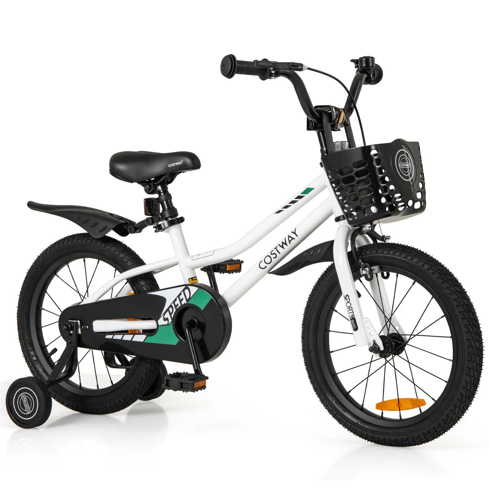 HONEY JOY 14 16 Inch Kids Bike, Toddler Bike with Training Wheels, Adjustable Seat & Handlebar, Basket - Image 10