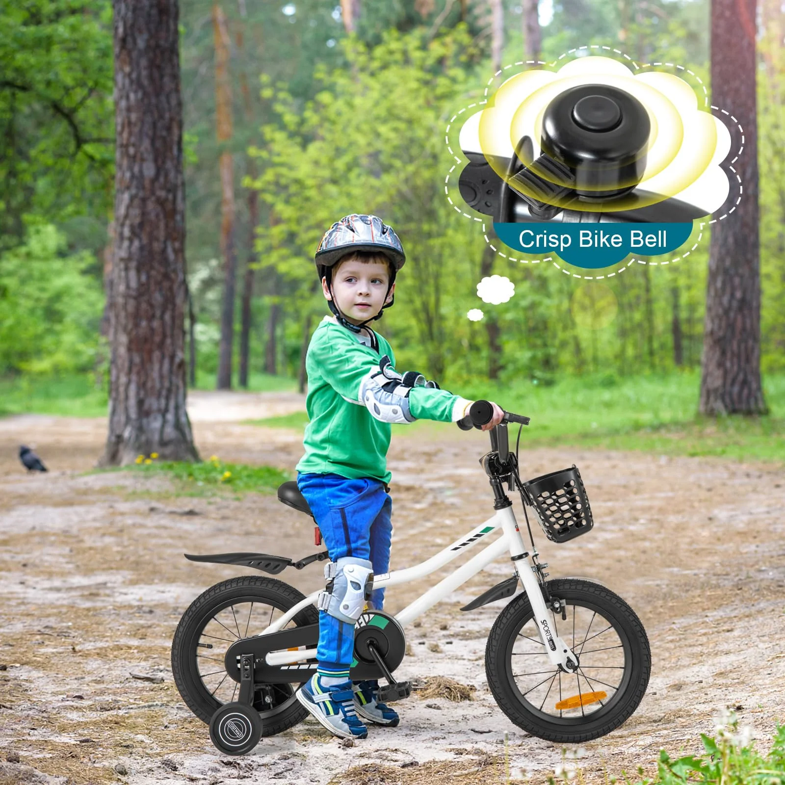HONEY JOY 14 16 Inch Kids Bike, Toddler Bike with Training Wheels, Adjustable Seat & Handlebar, Basket - Image 2
