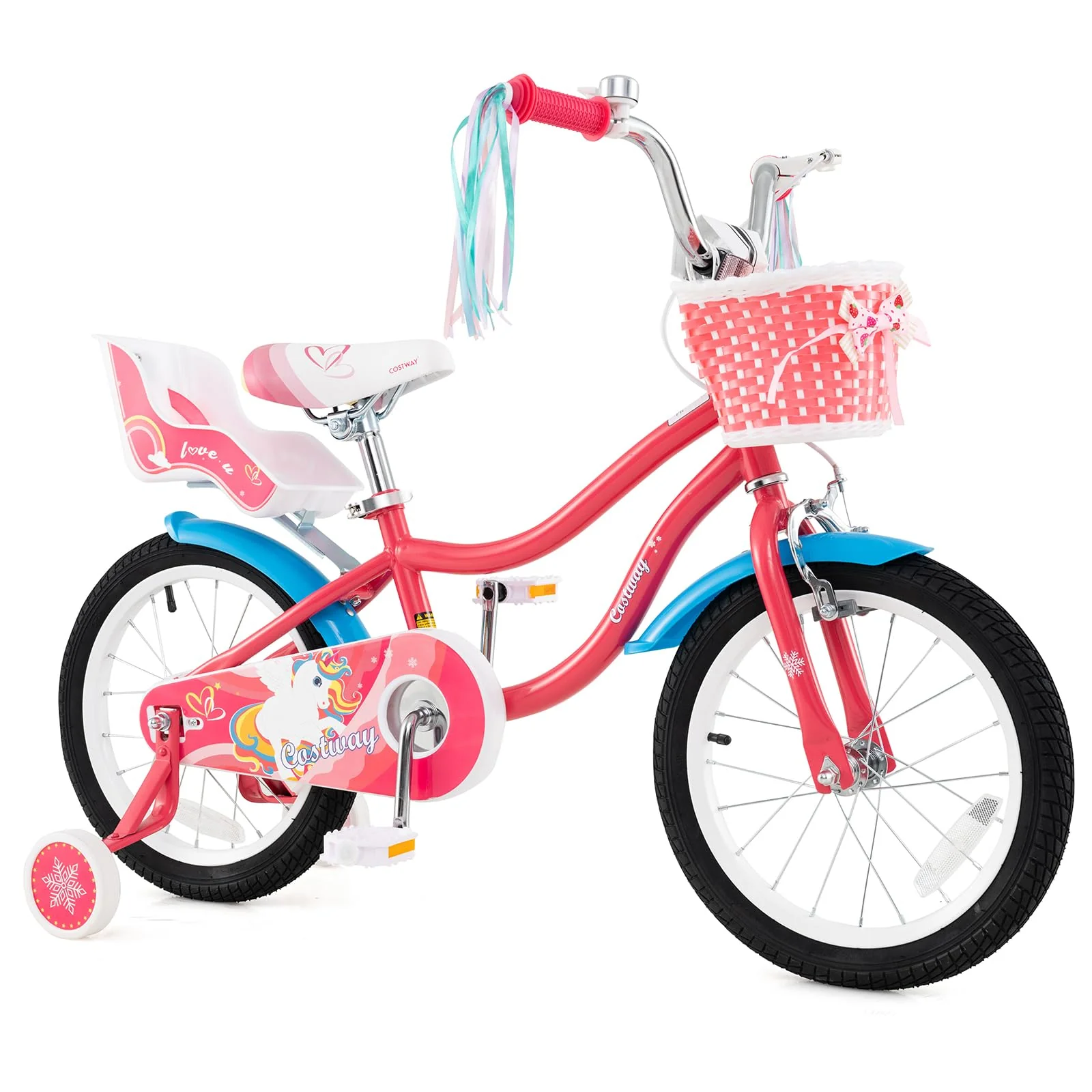 HONEY JOY 14"/16" Kids Bike Ride On Bicycle Training Wheels w/Basket 3-5 Years - Image 10