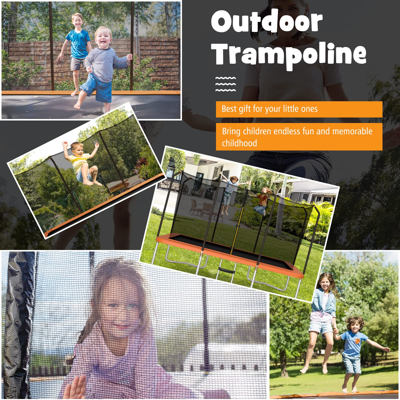 HONEY JOY 14 x 8FT Outdoor Kids Trampoline, ASTM Certified Rectangular Trampoline with Enclosure Net - Image 8
