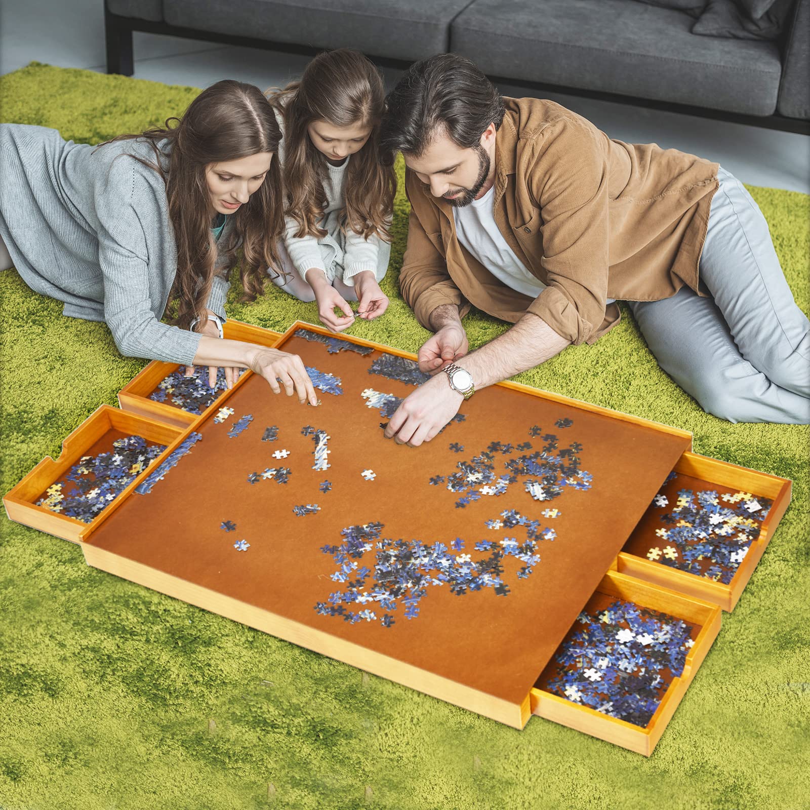 HONEY JOY 1500 PCS Wooden Puzzle Table - Image 3