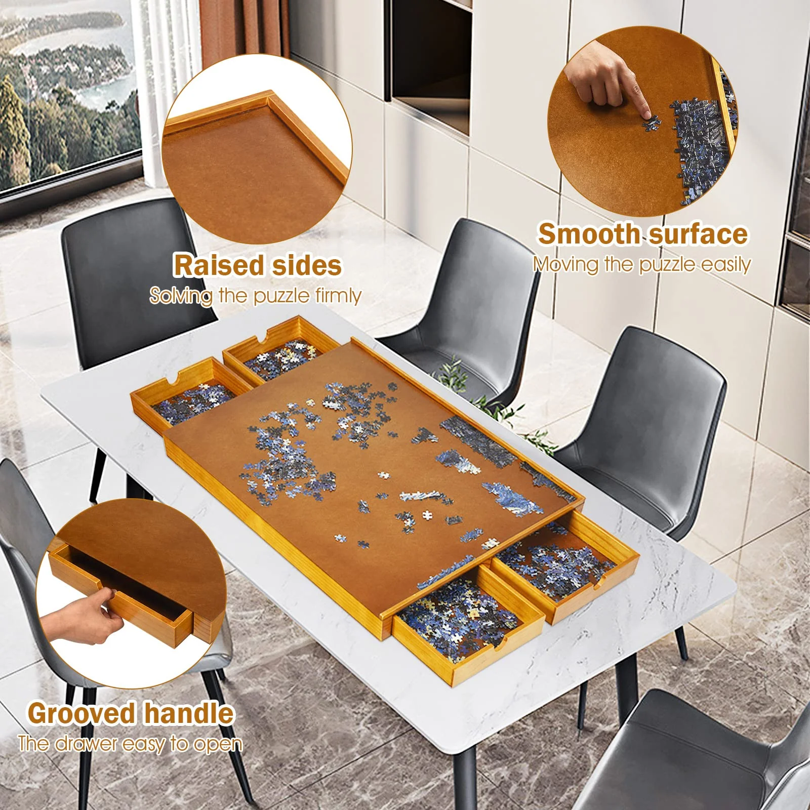 HONEY JOY 1500 PCS Wooden Puzzle Table - Image 4
