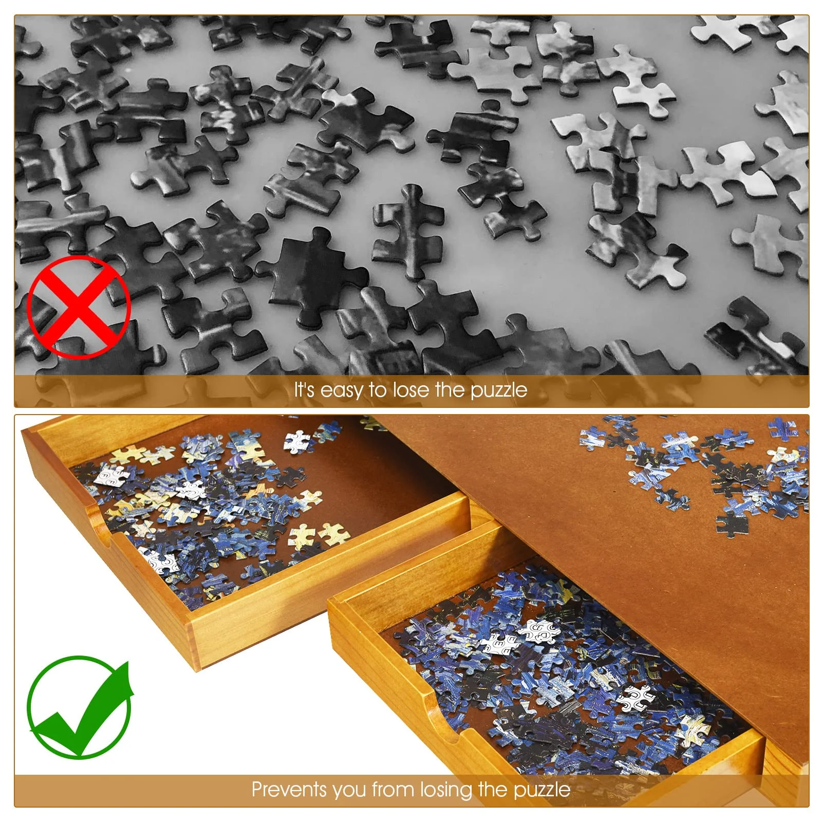 HONEY JOY 1500 PCS Wooden Puzzle Table - Image 5