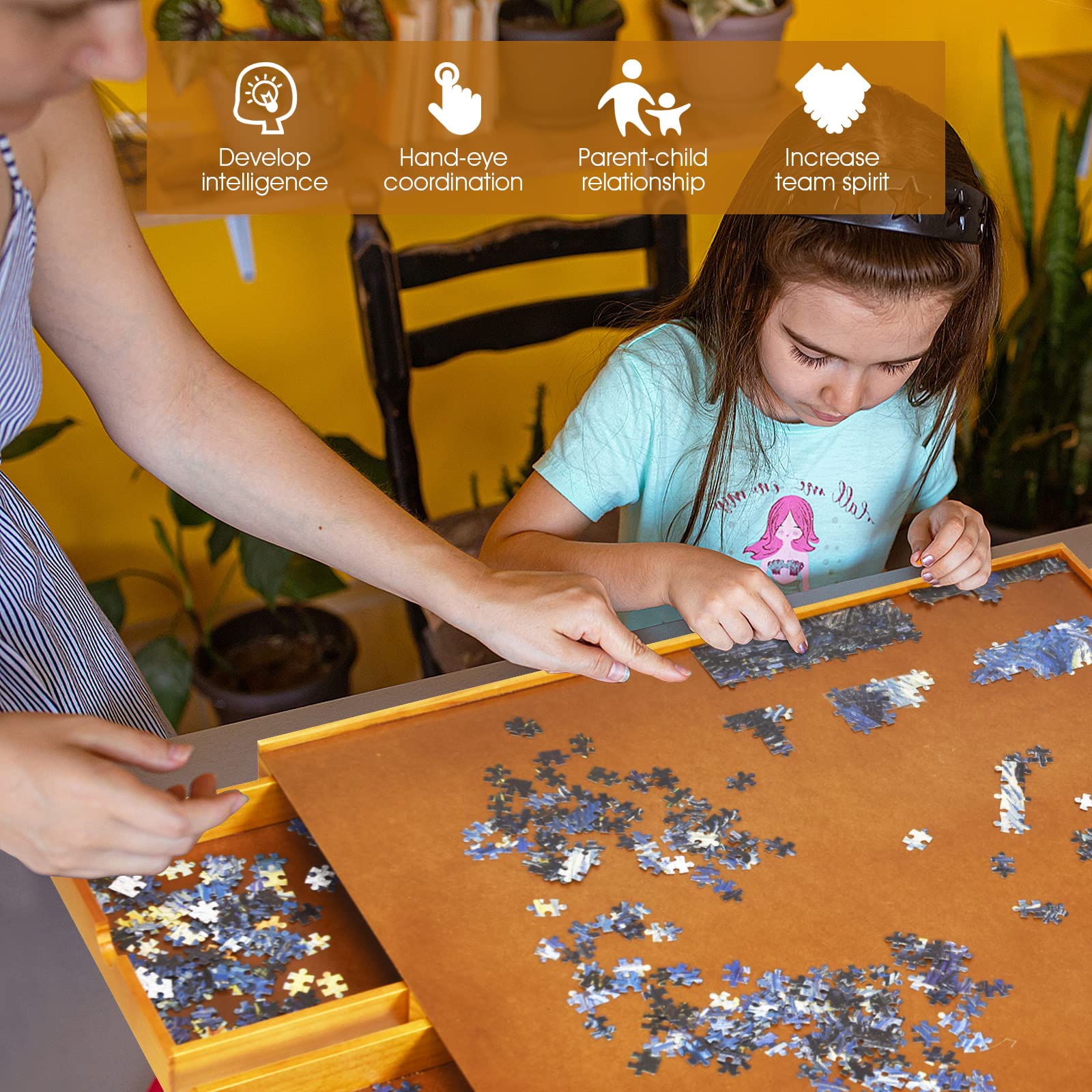 HONEY JOY 1500 PCS Wooden Puzzle Table - Image 7