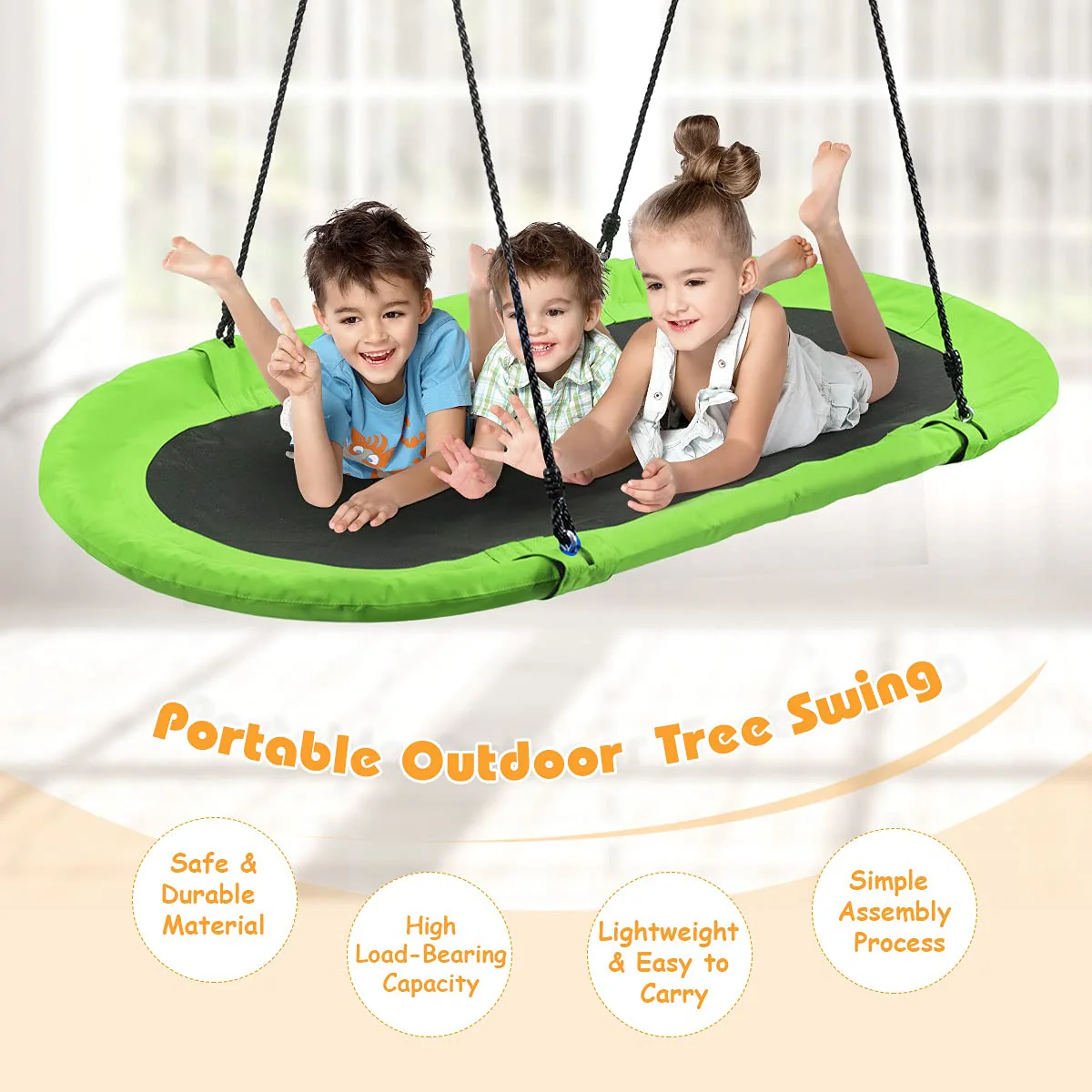HONEY JOY 150CM/60'' Giant Platform Saucer Tree Swing Set, 300KG Weight Capacity - Image 4