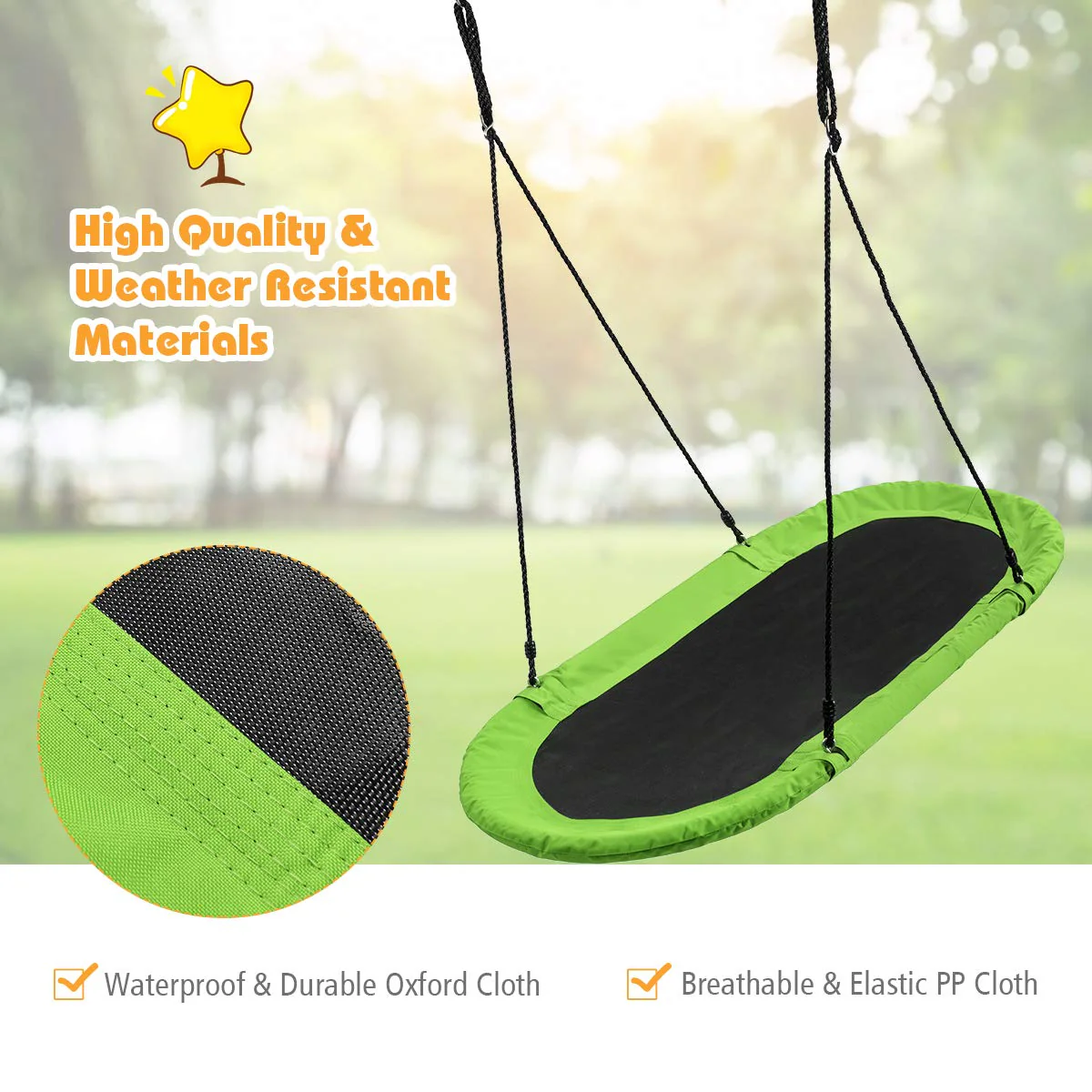HONEY JOY 150CM/60'' Giant Platform Saucer Tree Swing Set, 300KG Weight Capacity - Image 5