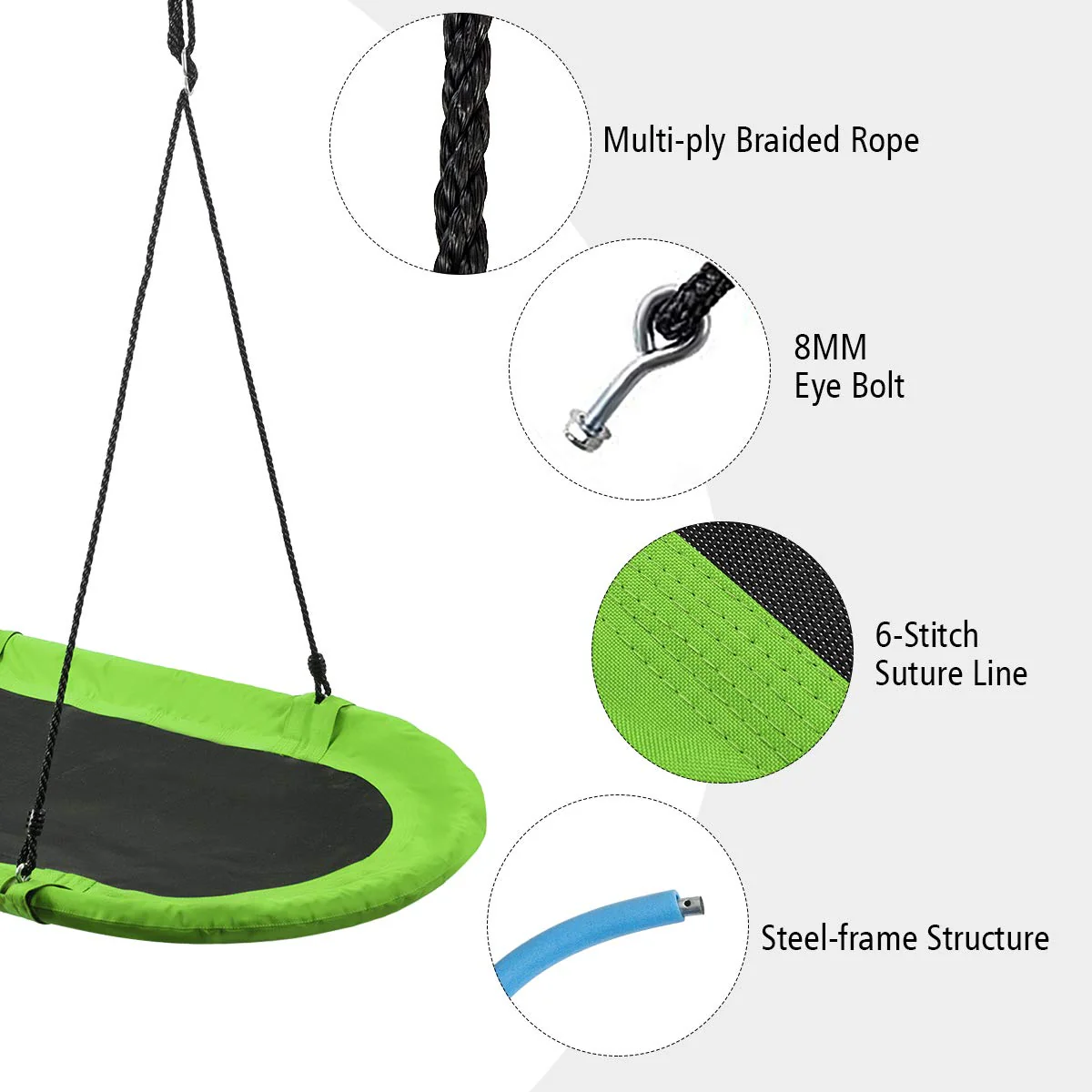 HONEY JOY 150CM/60'' Giant Platform Saucer Tree Swing Set, 300KG Weight Capacity - Image 7