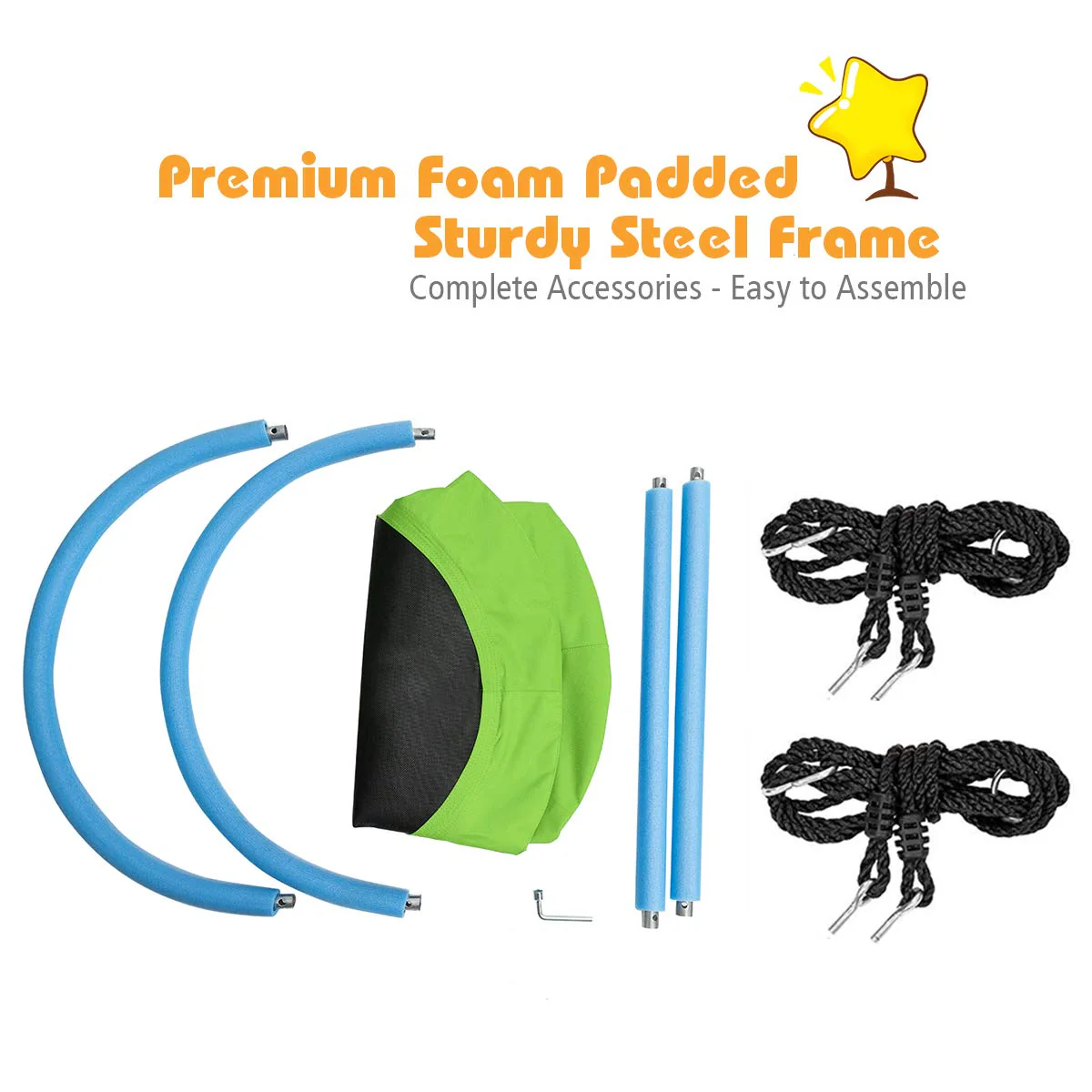 HONEY JOY 150CM/60'' Giant Platform Saucer Tree Swing Set, 300KG Weight Capacity - Image 8