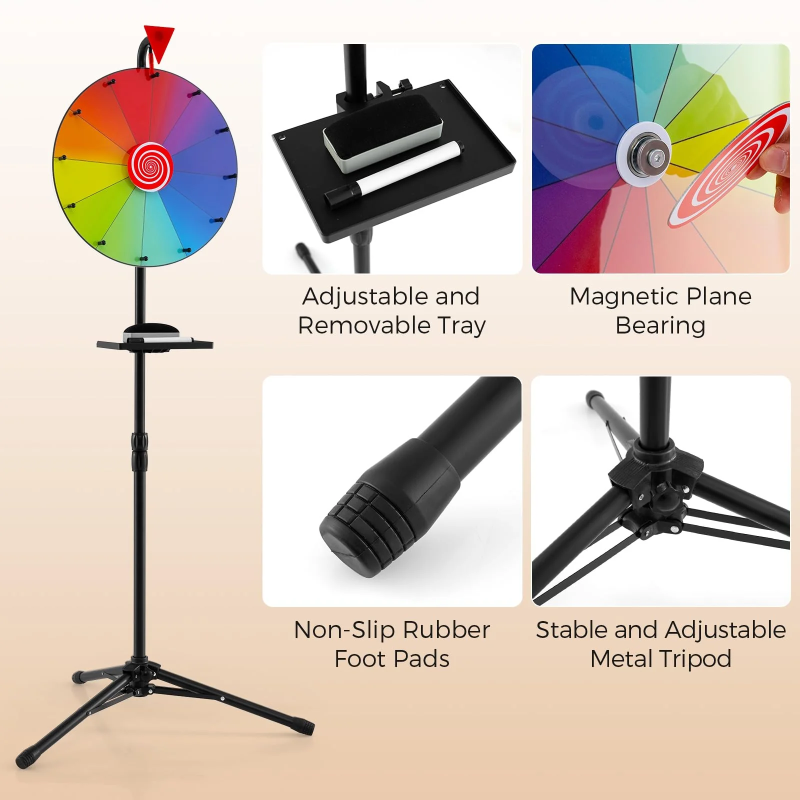 HONEY JOY 16" Height Adjustable Prize Wheel - Image 3