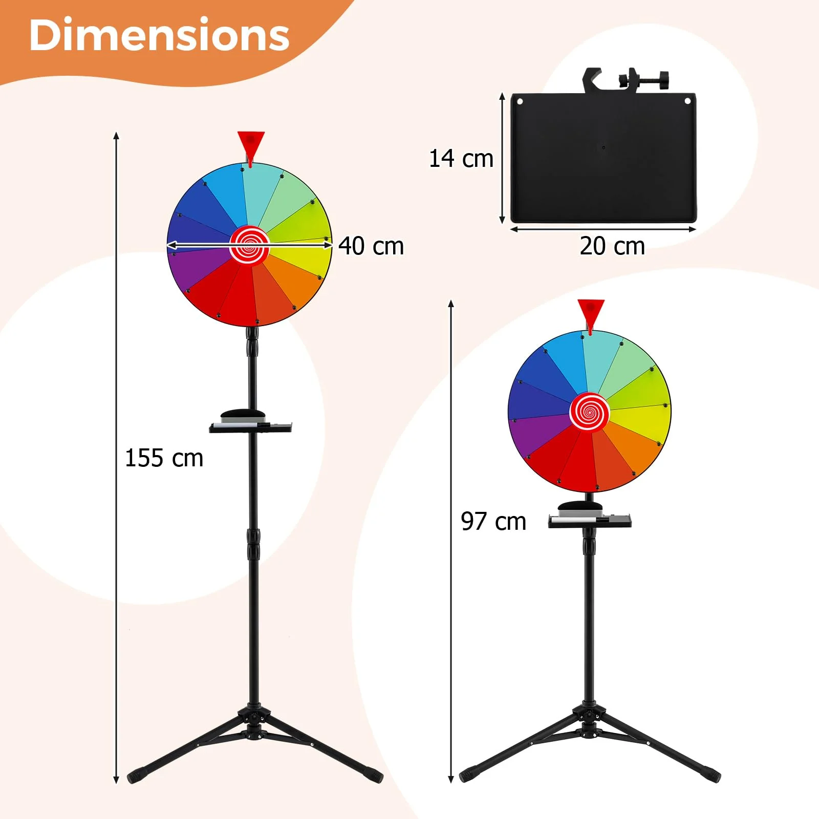 HONEY JOY 16" Height Adjustable Prize Wheel - Image 5