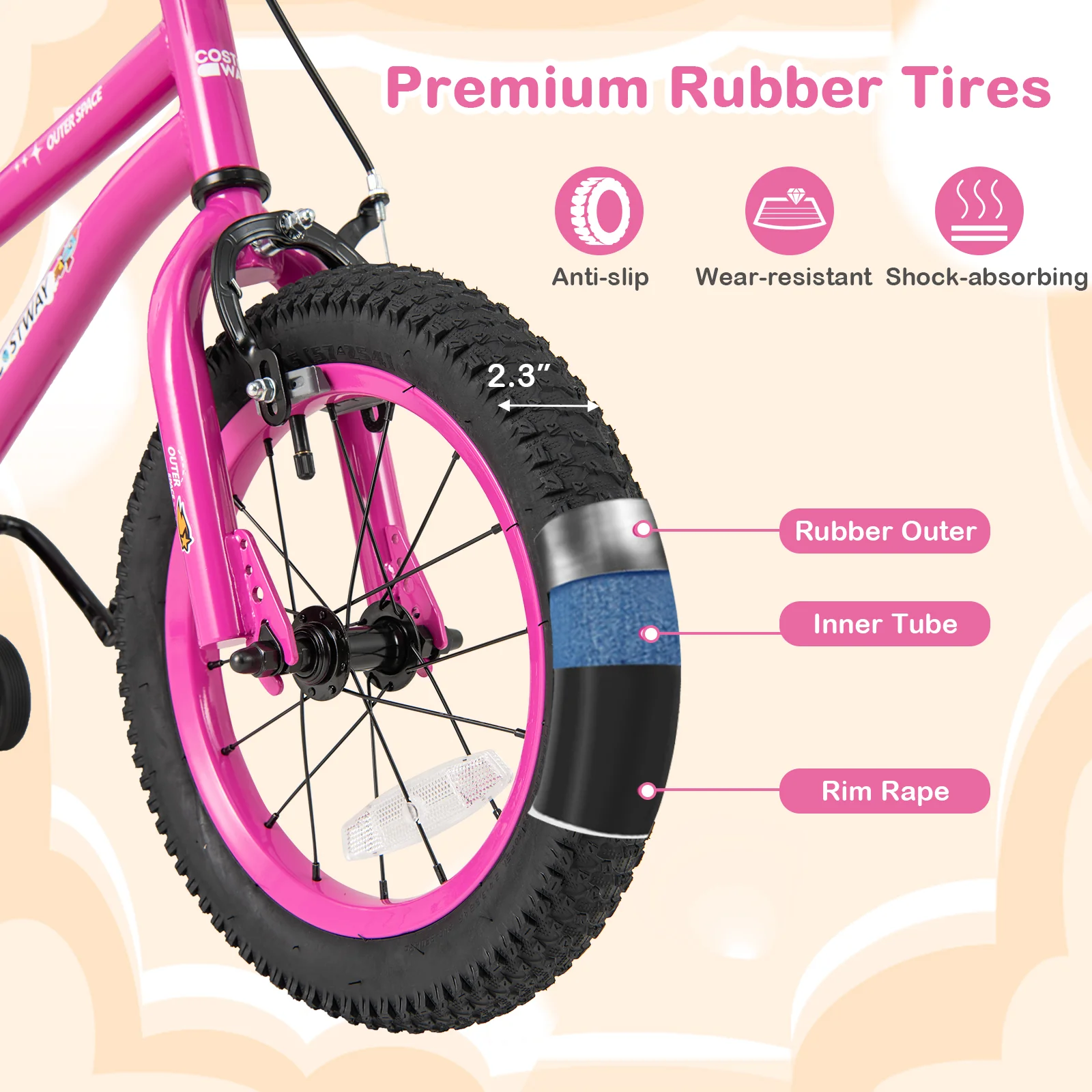 HONEY JOY 14 16 18 Inch Kid’s Bike Bicycle Removable Training Wheels for 3-8 Years - Image 10