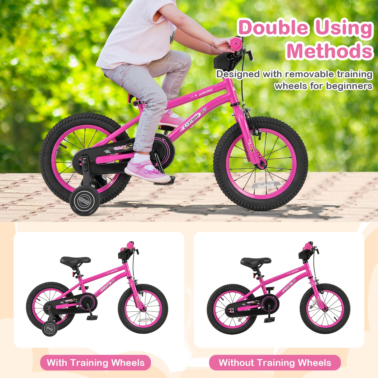 HONEY JOY 14 16 18 Inch Kid’s Bike Bicycle Removable Training Wheels for 3-8 Years - Image 12