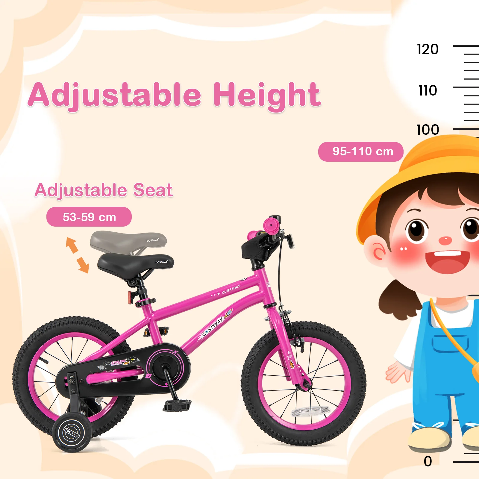 HONEY JOY 14 16 18 Inch Kid’s Bike Bicycle Removable Training Wheels for 3-8 Years - Image 14