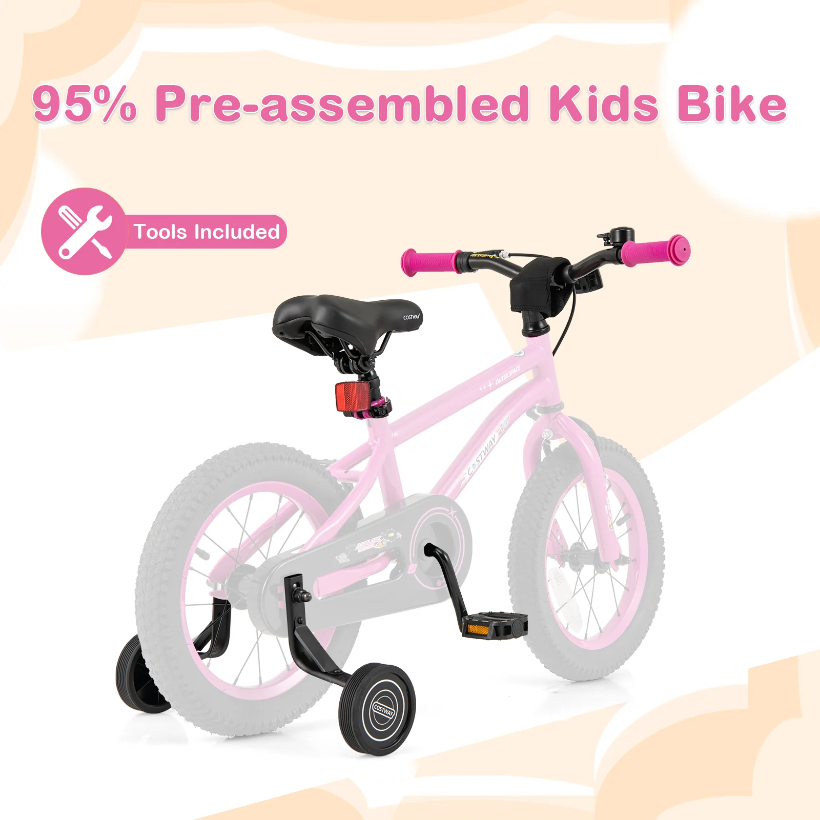 HONEY JOY 14 16 18 Inch Kid’s Bike Bicycle Removable Training Wheels for 3-8 Years - Image 4