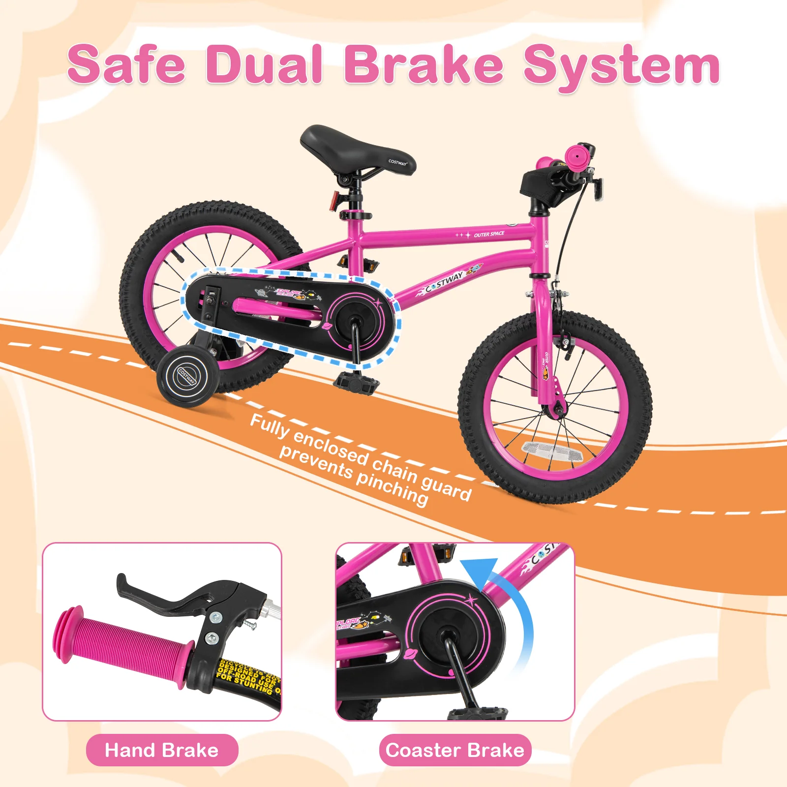 HONEY JOY 14 16 18 Inch Kid’s Bike Bicycle Removable Training Wheels for 3-8 Years - Image 9