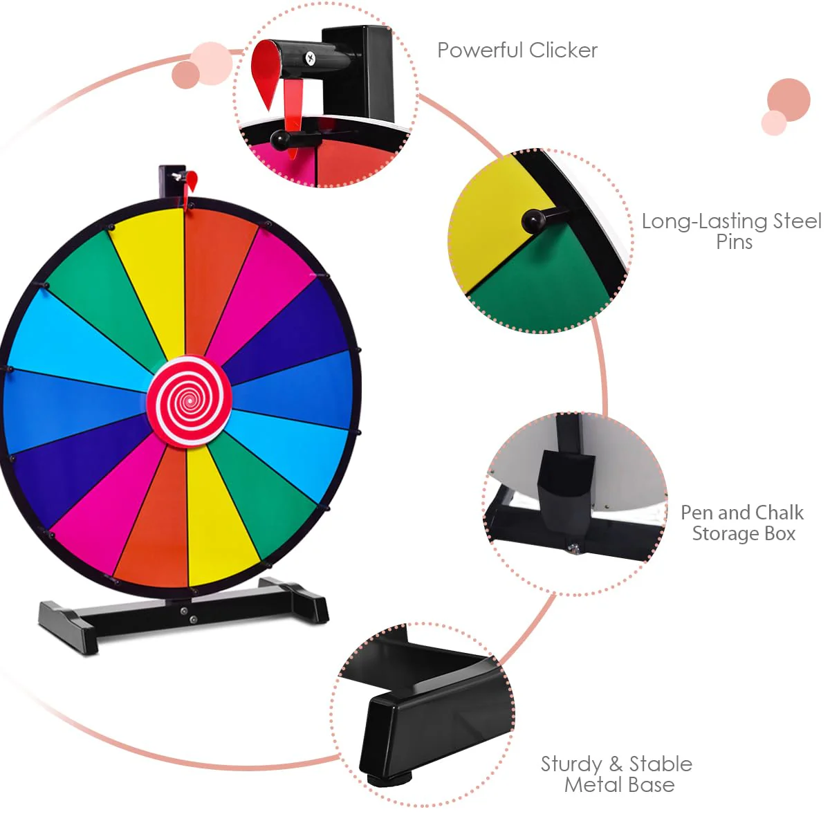 HONEY JOY 18" Tabletop Spinning Prize Wheel - Image 4