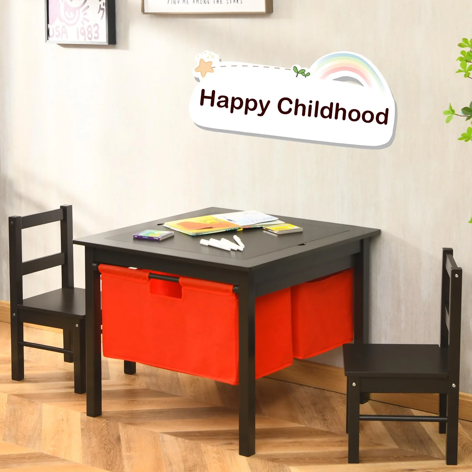 HONEY JOY 2-in-1 Kids Activity Table & Chair Set with Storage - Image 3