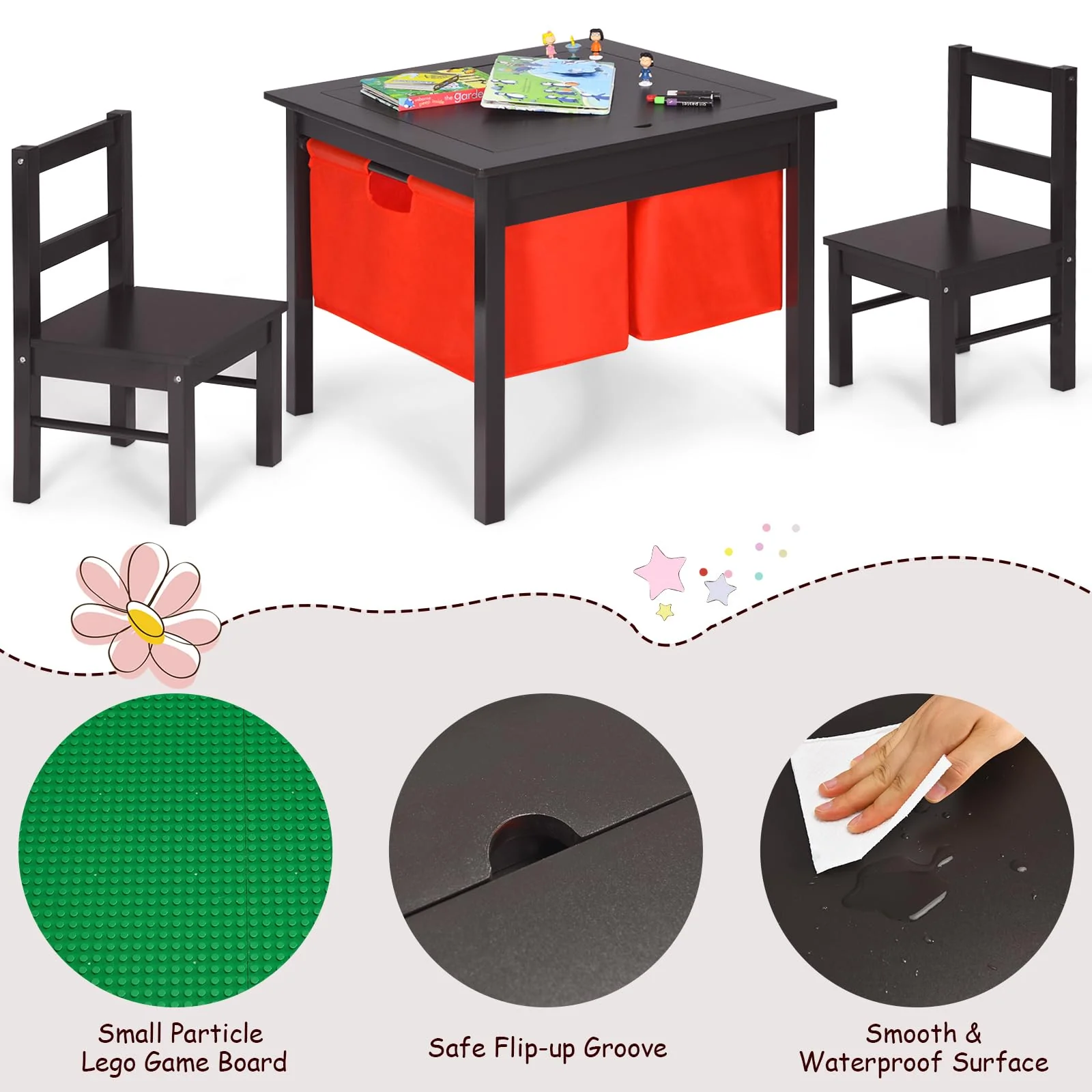 HONEY JOY 2-in-1 Kids Activity Table & Chair Set with Storage - Image 6