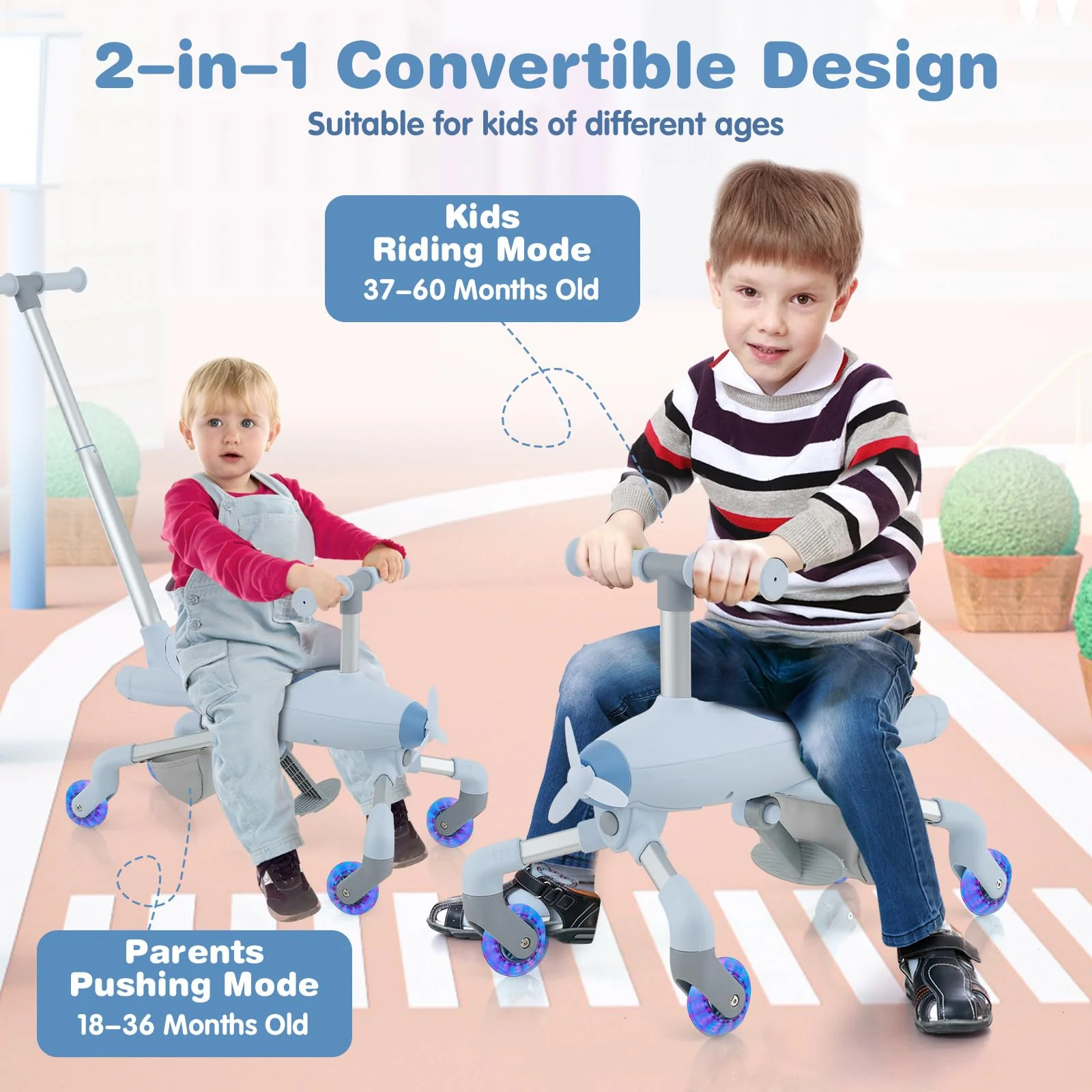 HONEY JOY 2-in-1 Kids Ride-on Push Car - Image 3